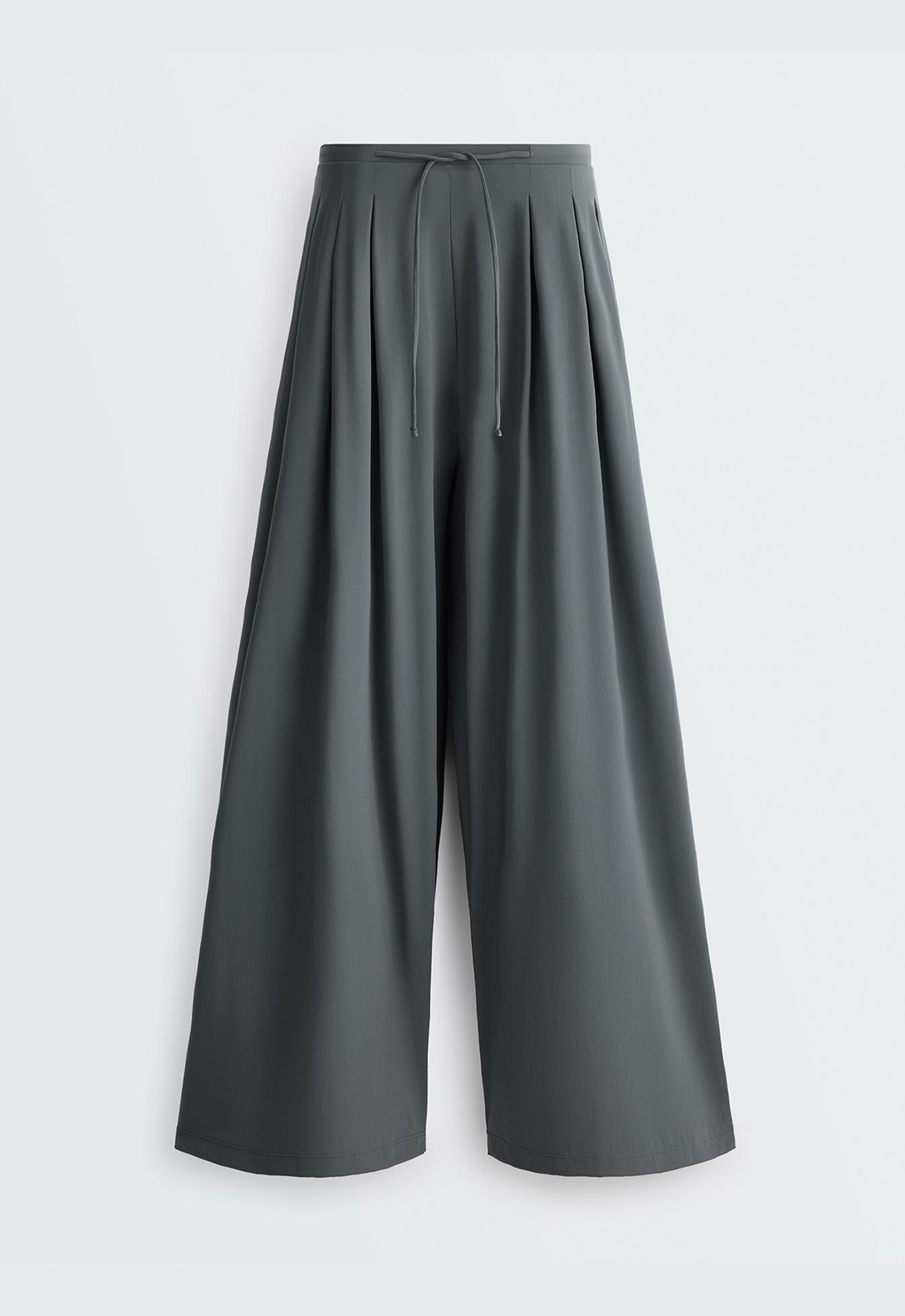 Light Touch wide-leg trousers with darts — STEEL GREY
