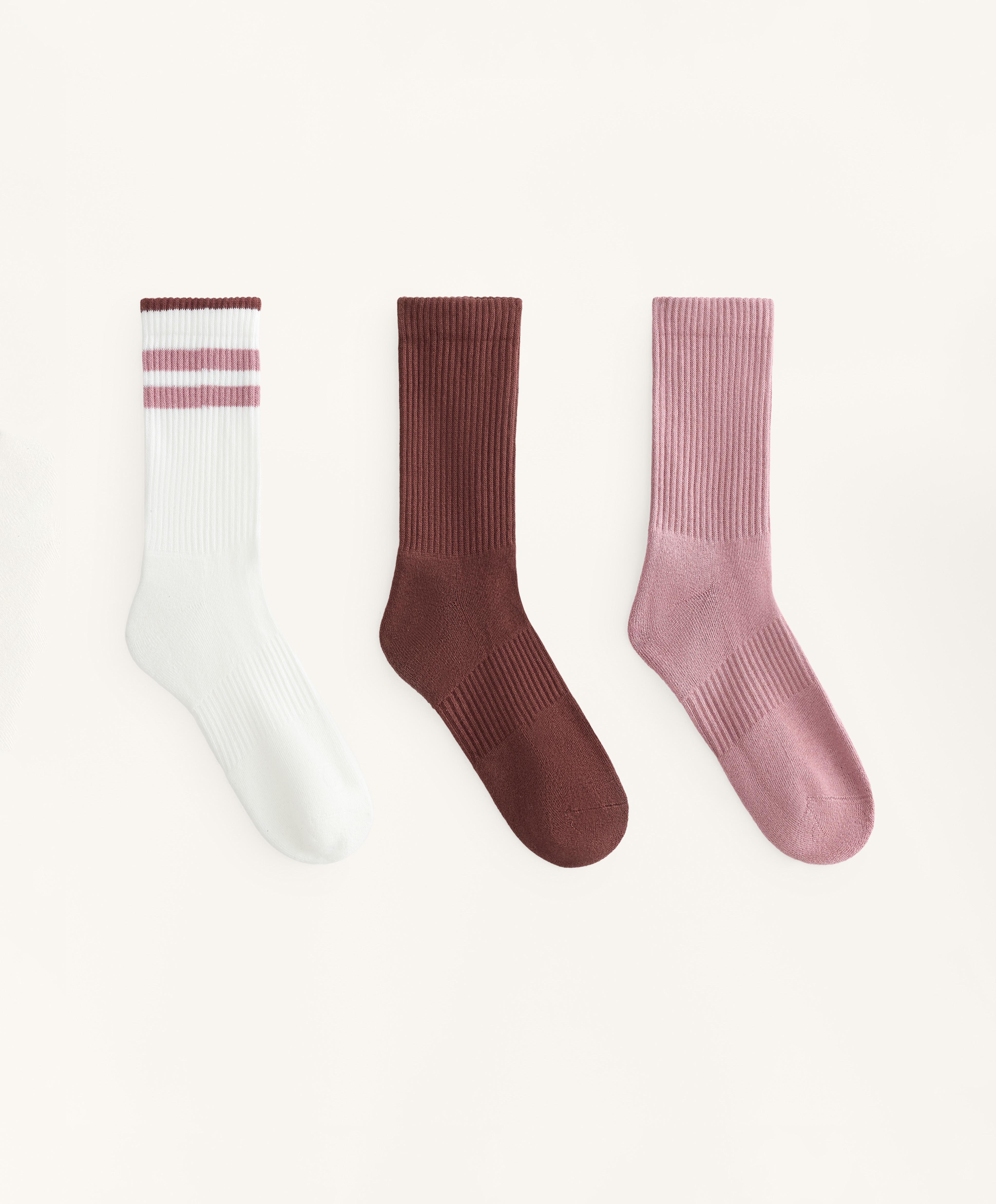3 pairs of classic cotton blend sports socks — MAHOGANY
