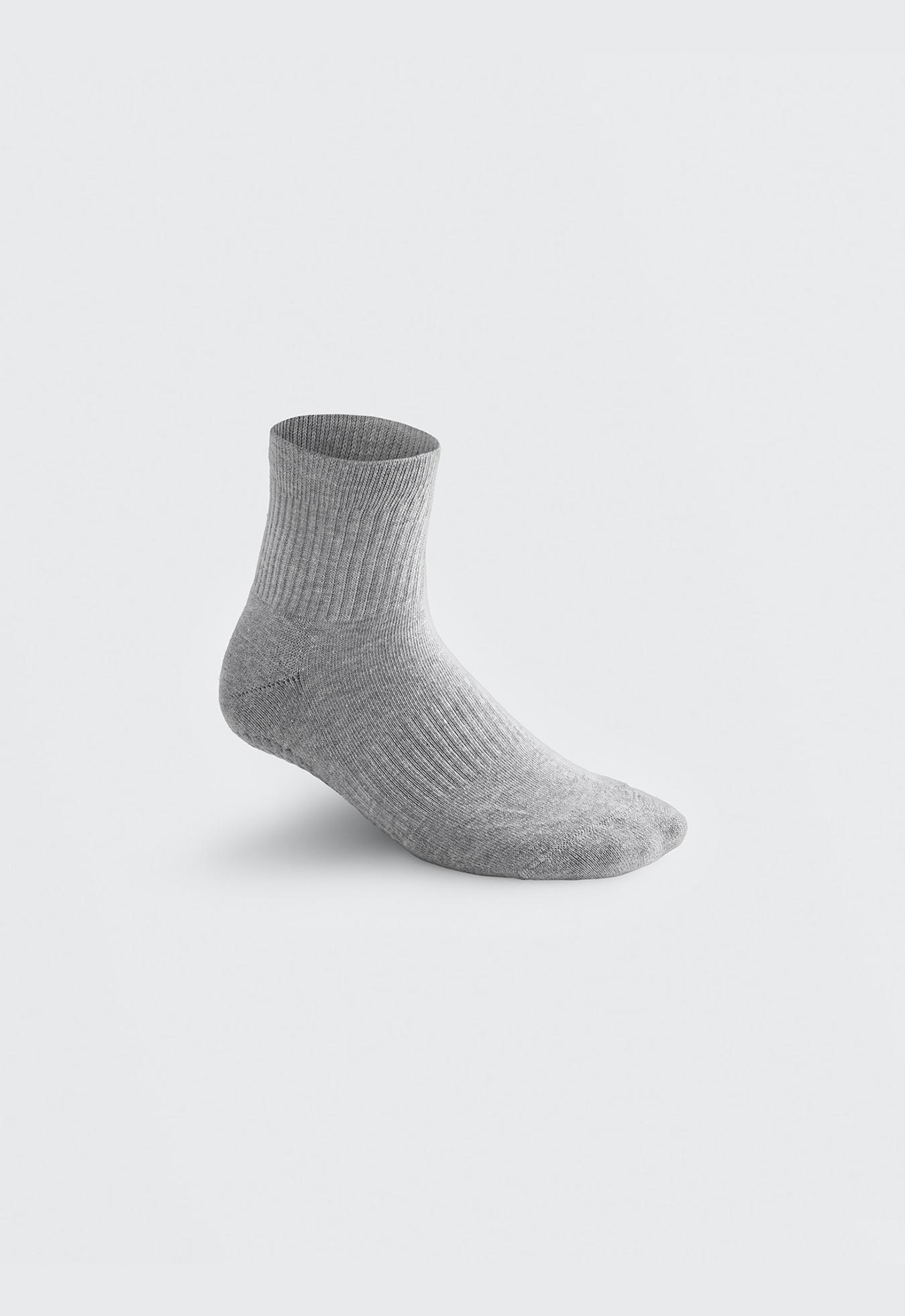 2 pairs of padded cotton quarter yoga and Pilates socks — PALE GREY MELANGE