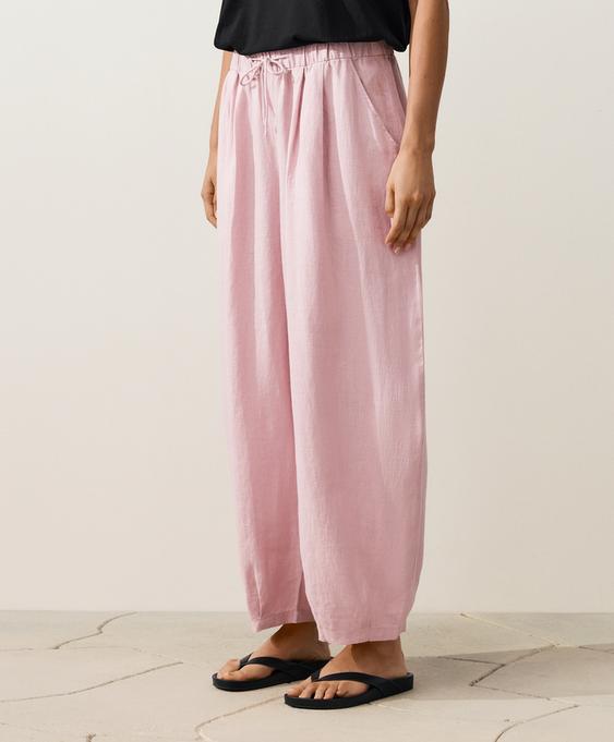 %100 Keten Balloon Pantolon