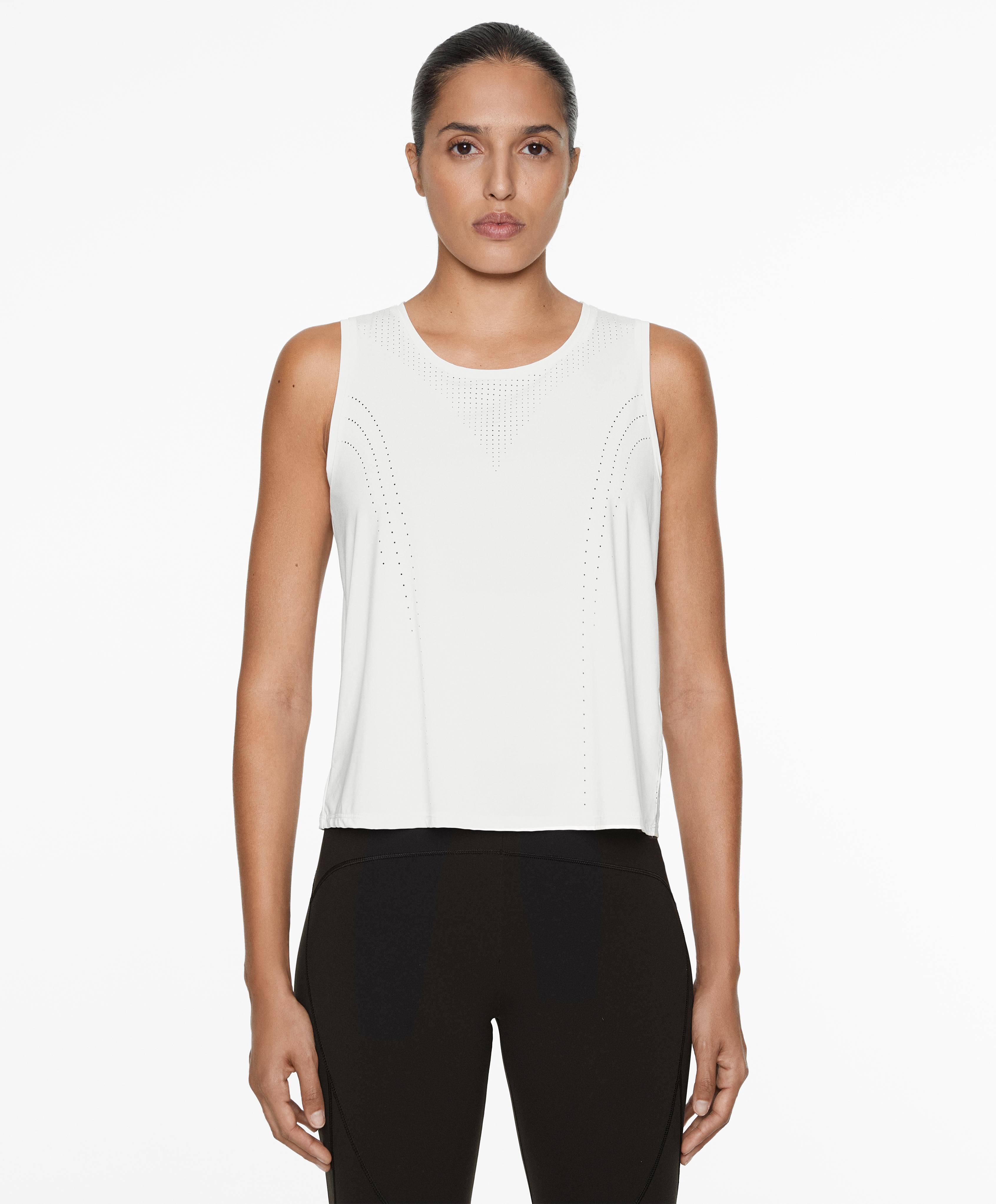 Sleeveless cropped technical T-shirt