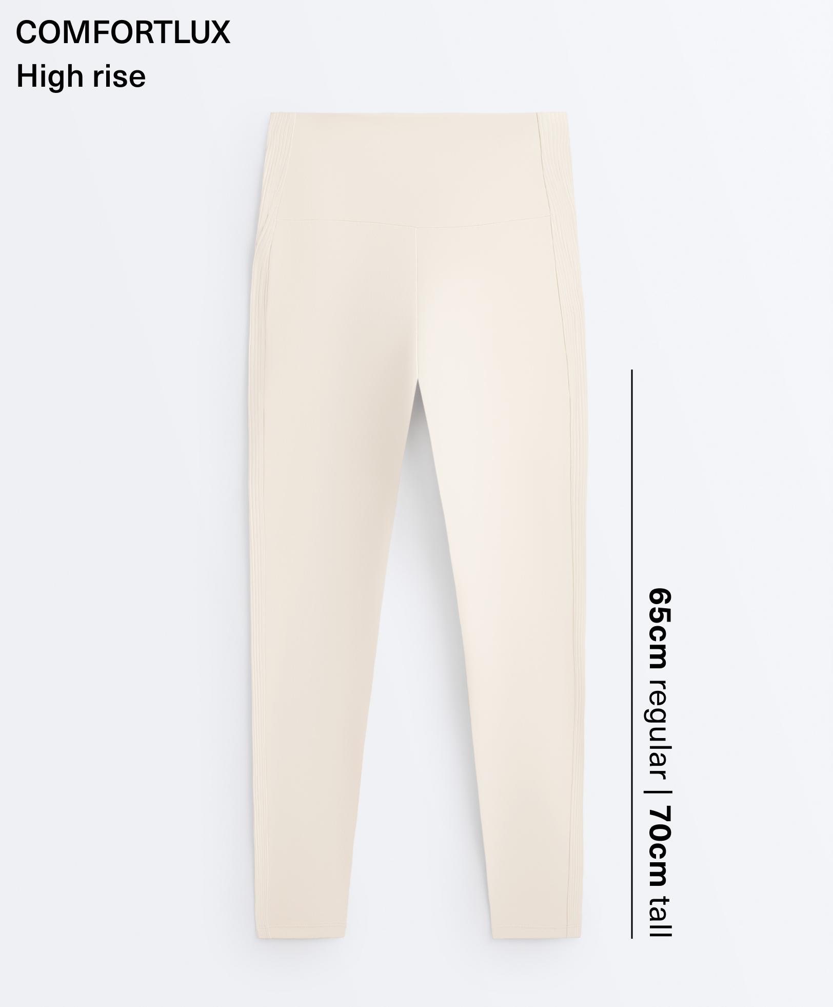Comfortlux high rise rib 65cm ankle-length leggings — PALE BEIGE