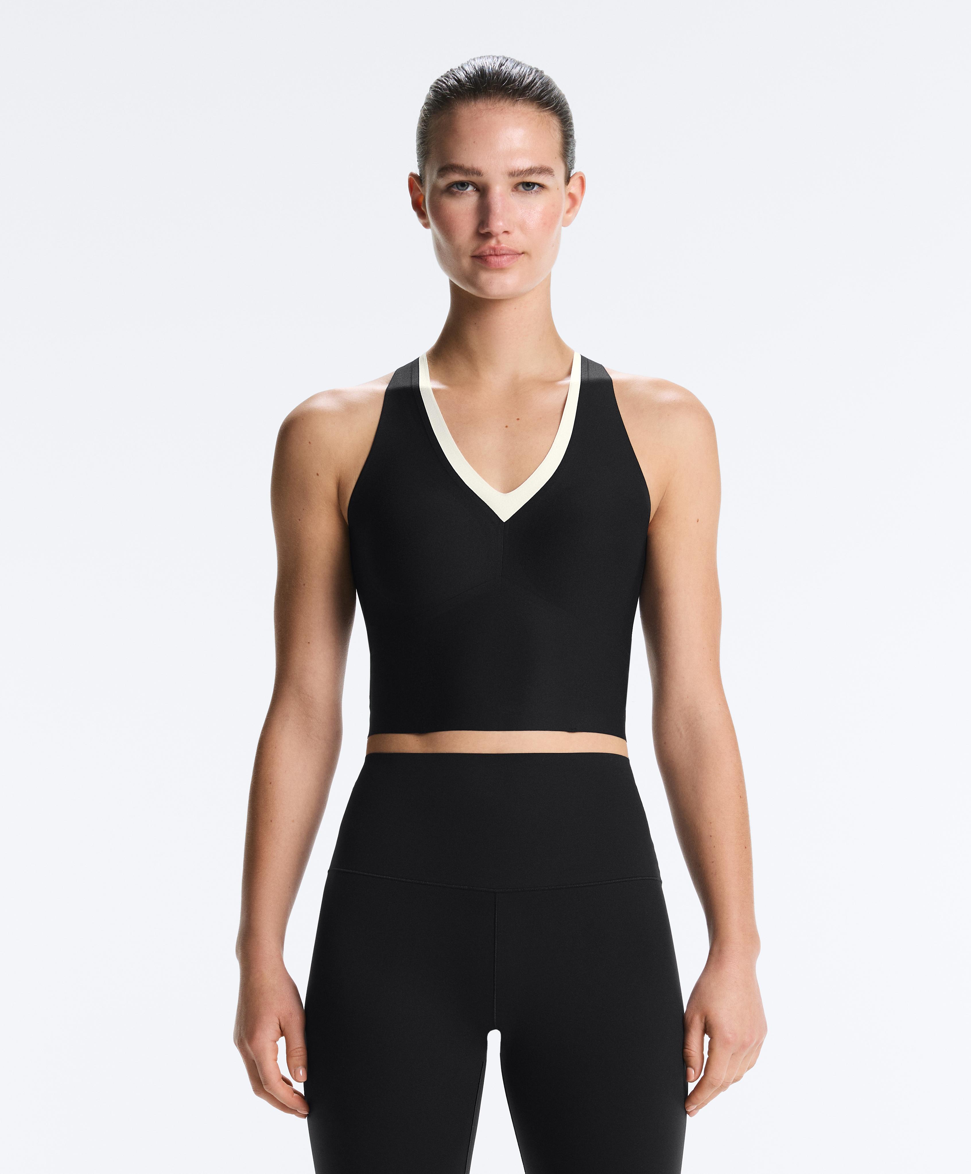 Perfect-adapt sleeveless contrast tank top — BLACK