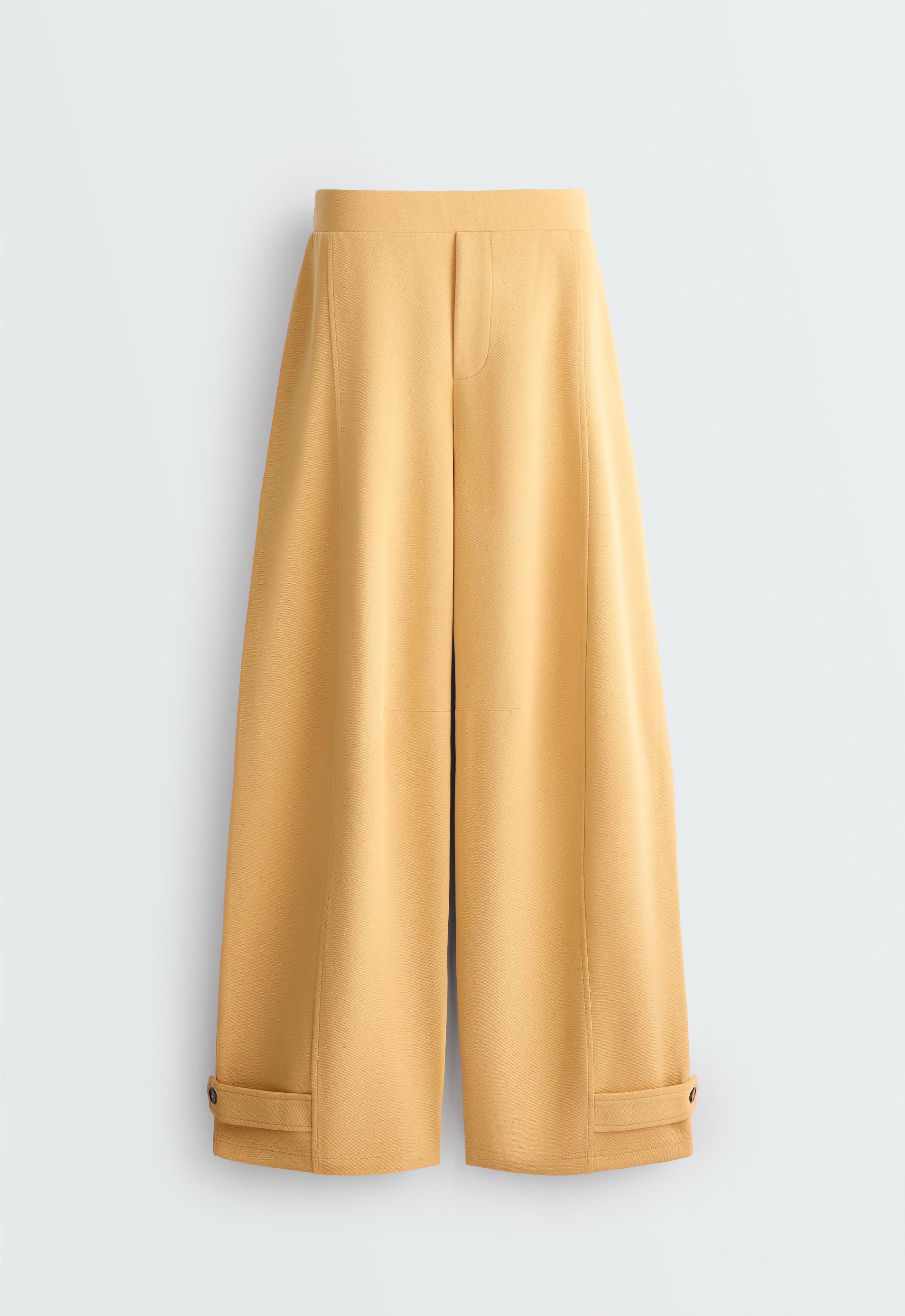 Adjustable barrel trousers with cotton piqué