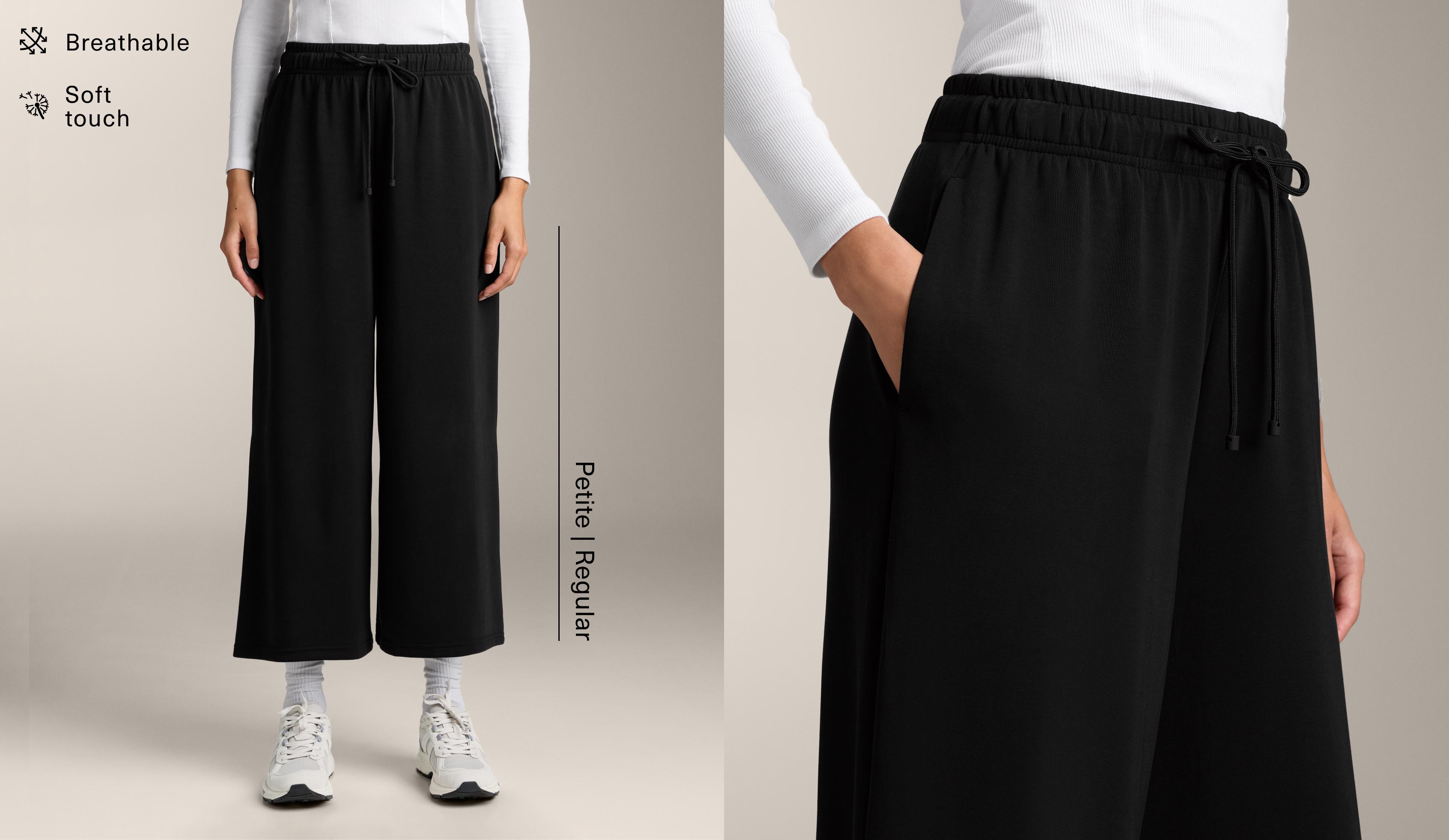 Soft-touch wide-leg crop trousers with modal
