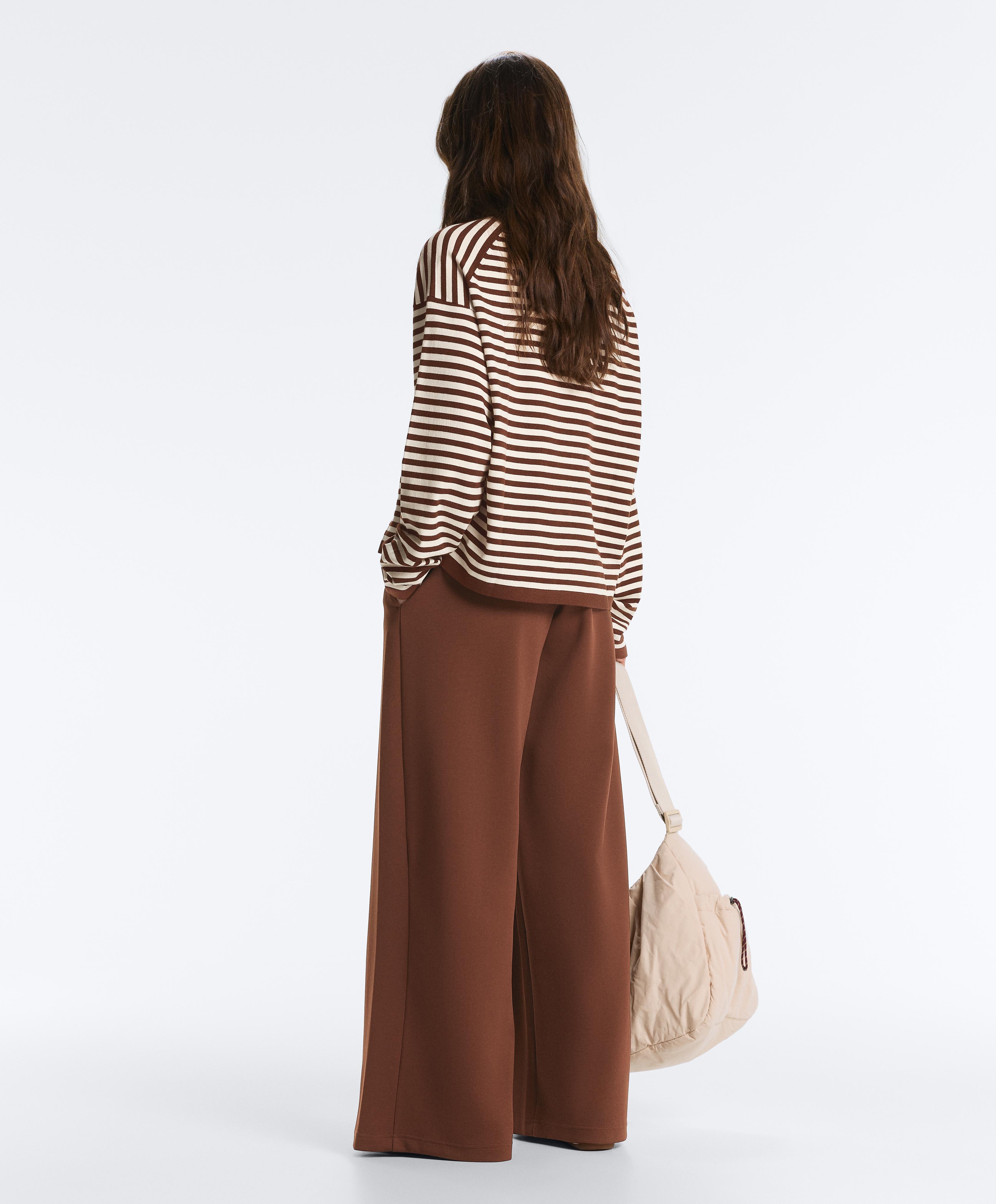 Striped long-sleeved jumper — PALE ECRU