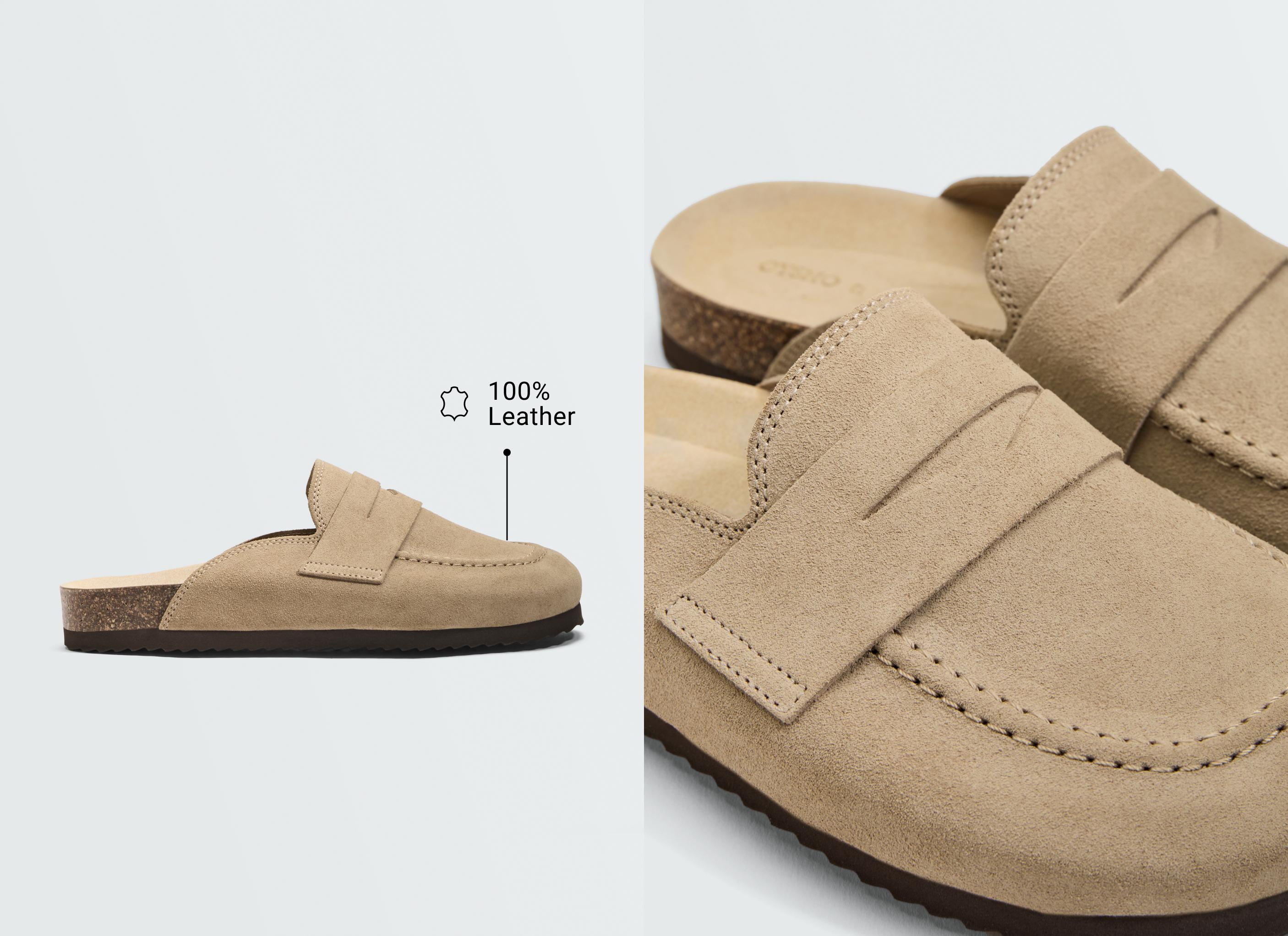 Split-leather mules — SAND