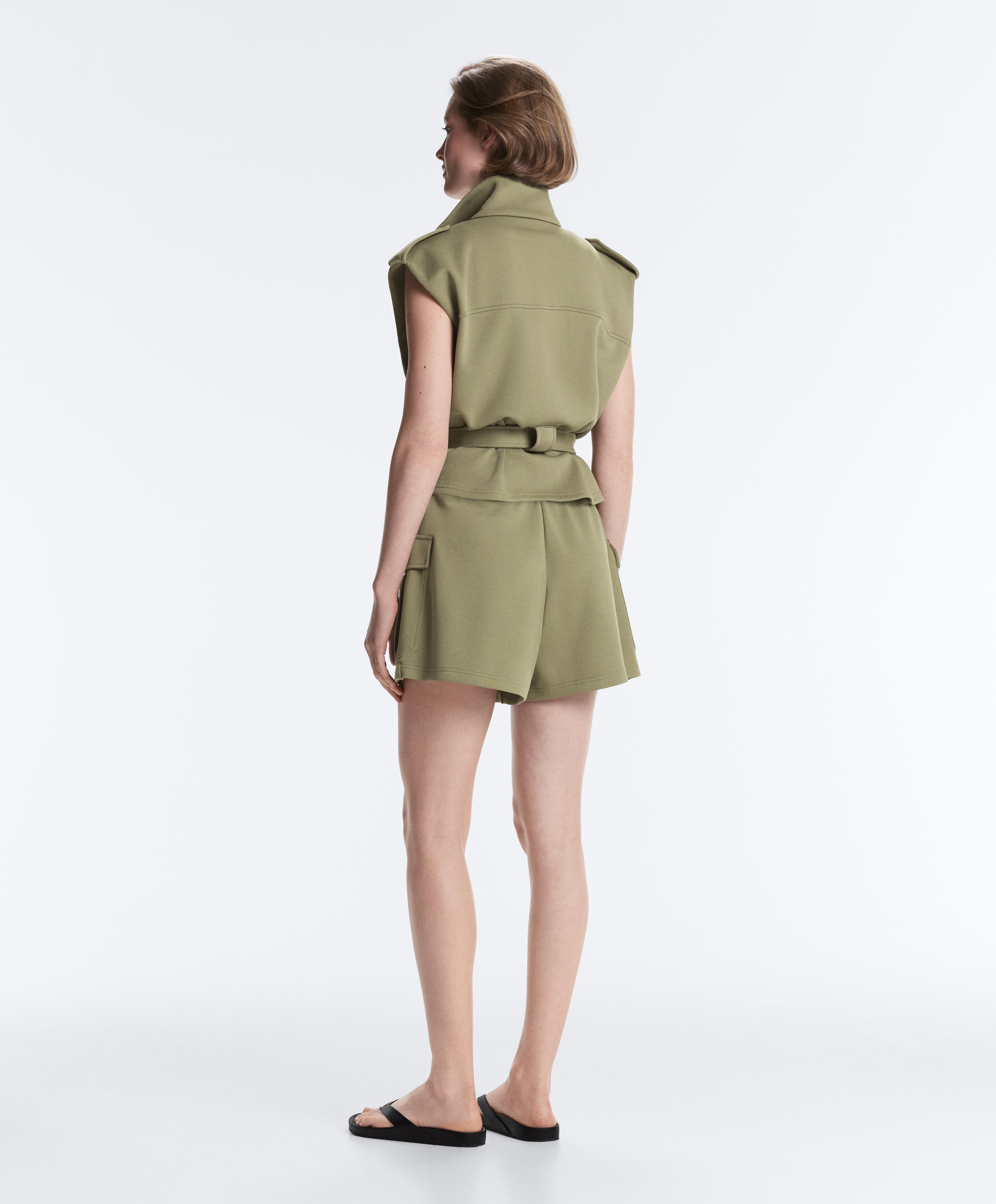 Short piqué skirt with cotton pockets — YELLOW GREEN