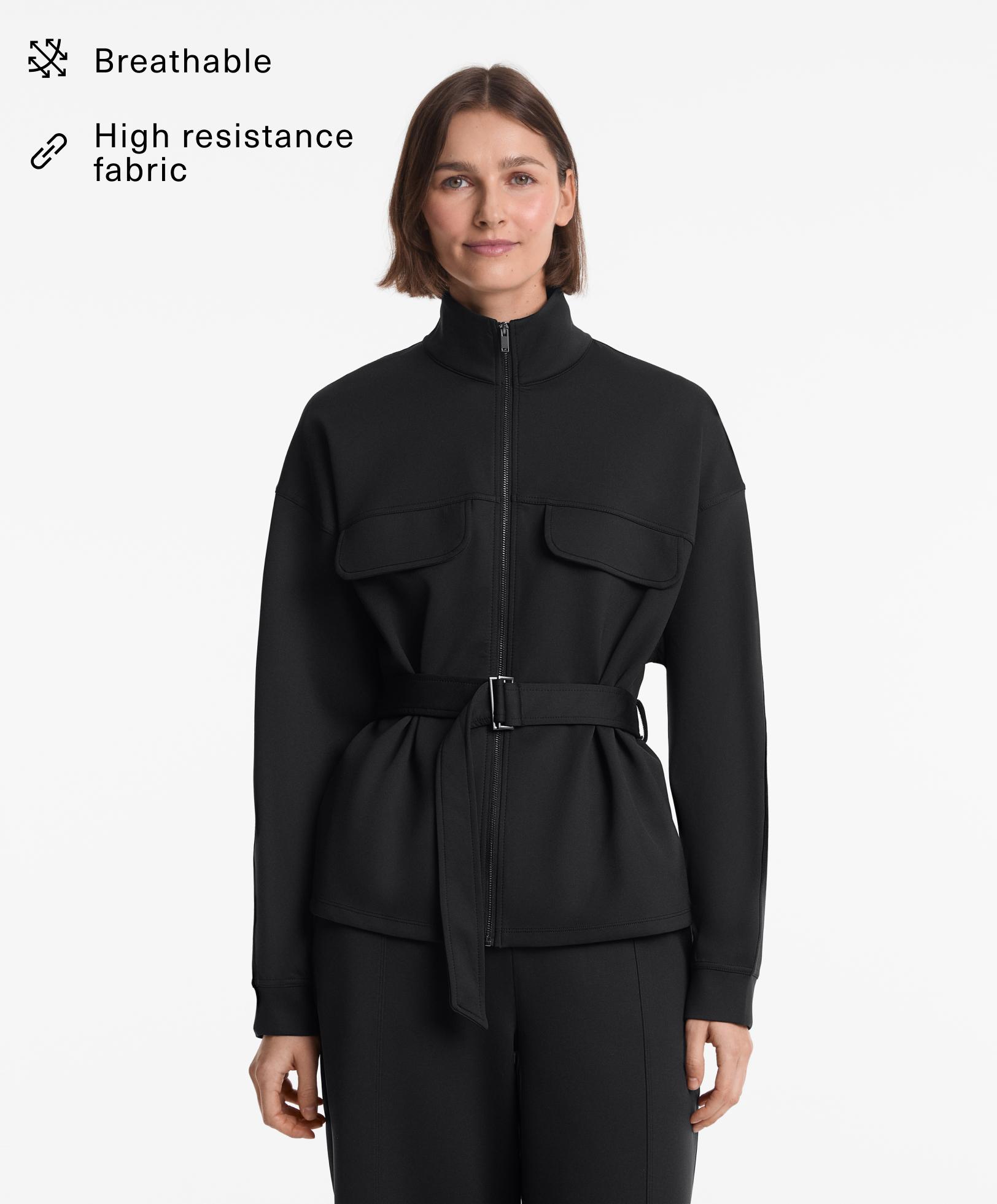 Neoprene-effect belted jacket - Sale