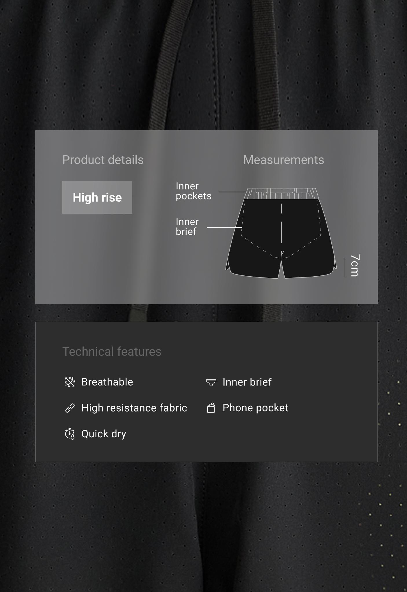 7cm high-rise technical shorts — BLACK