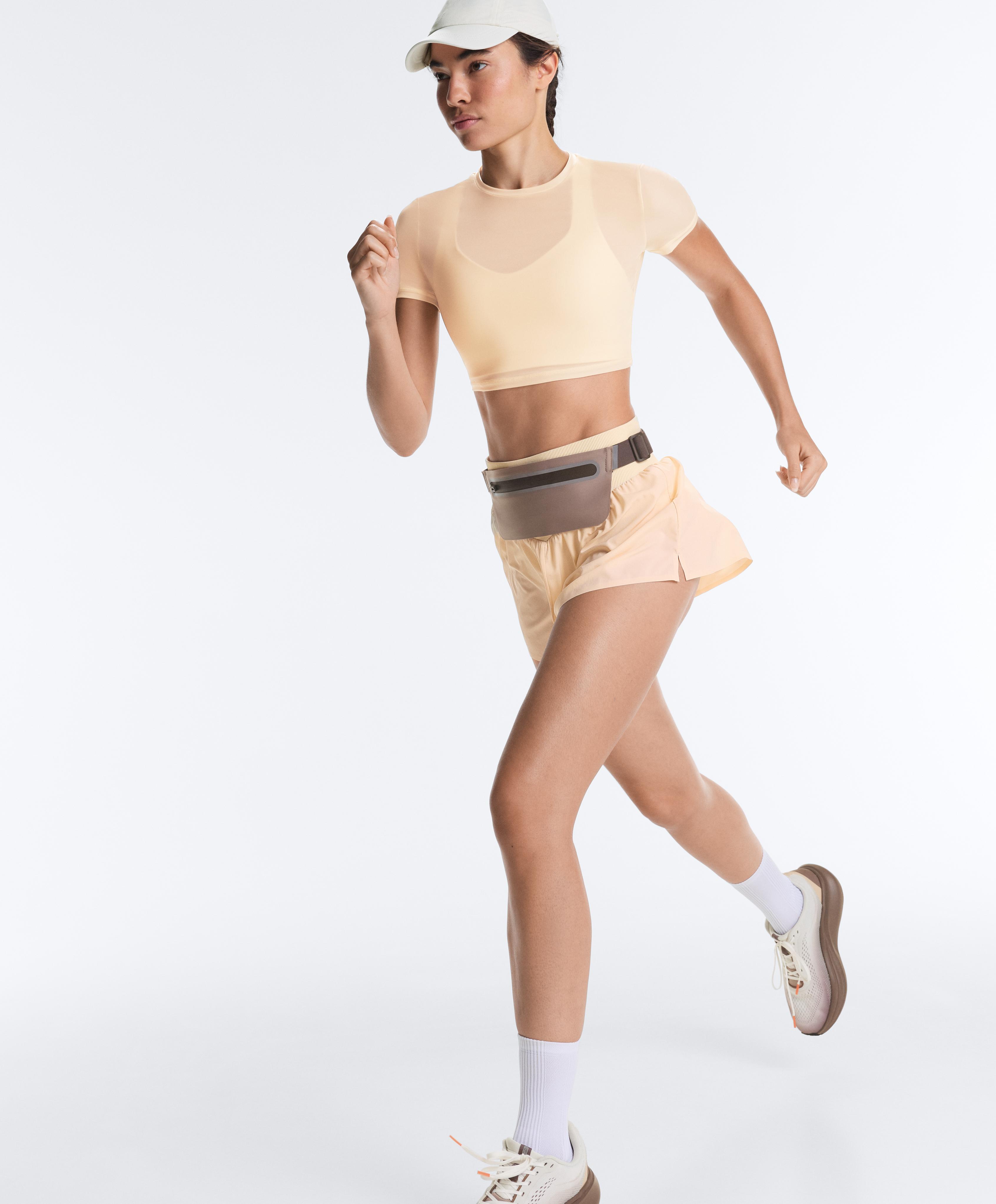 Short-sleeved sheer tank top — VANILLA