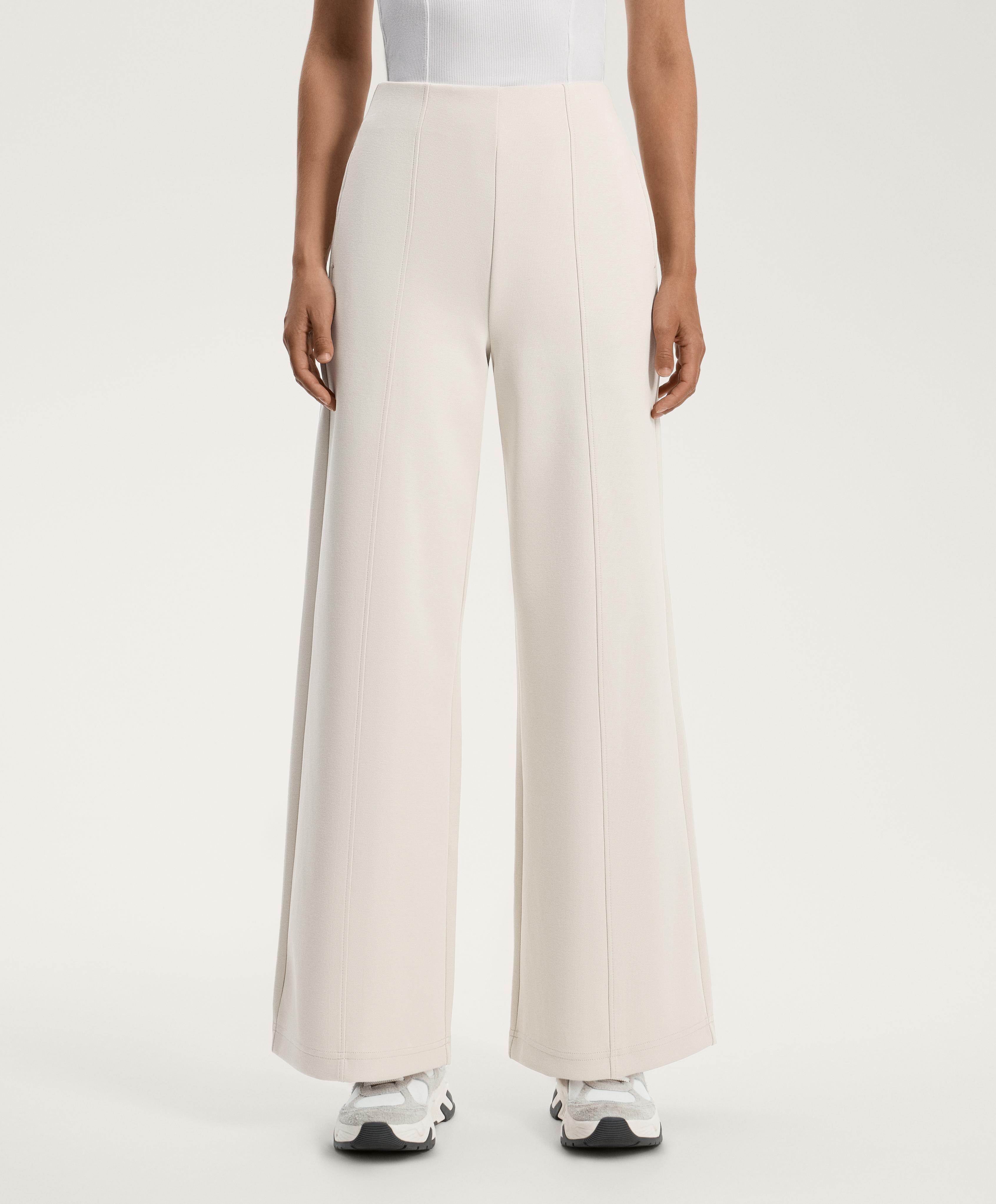 Super high rise piqué long trousers with cotton