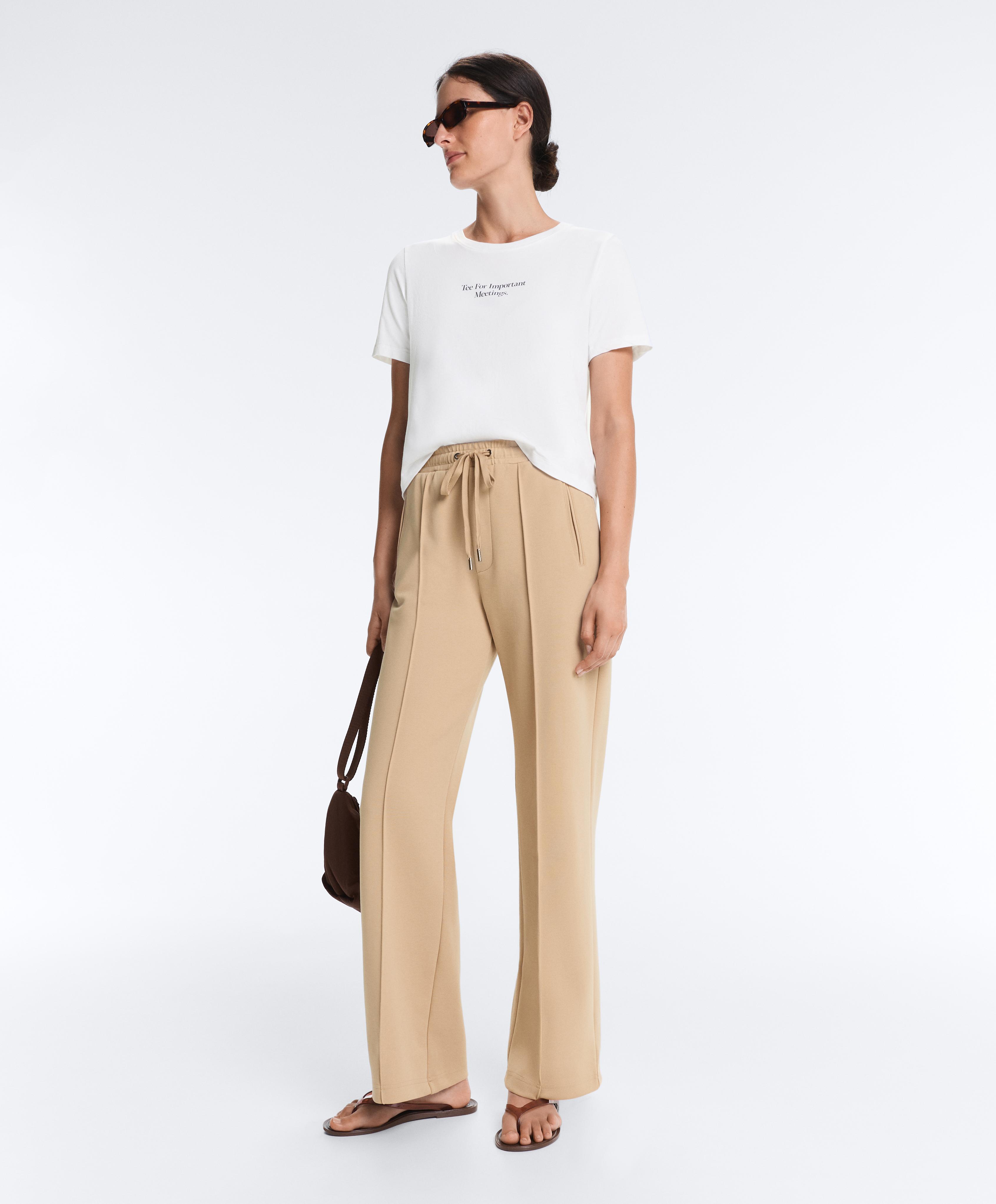 Cotton piqué straight-leg trousers Cotton piqué straight-leg trousers
