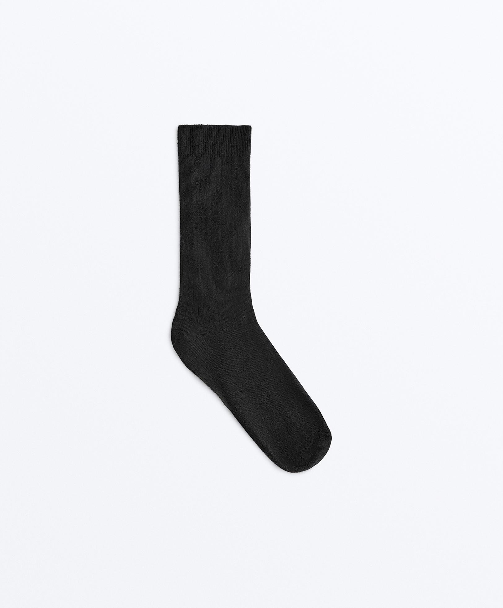Modal blend classic socks with 13% cashmere — BLACK