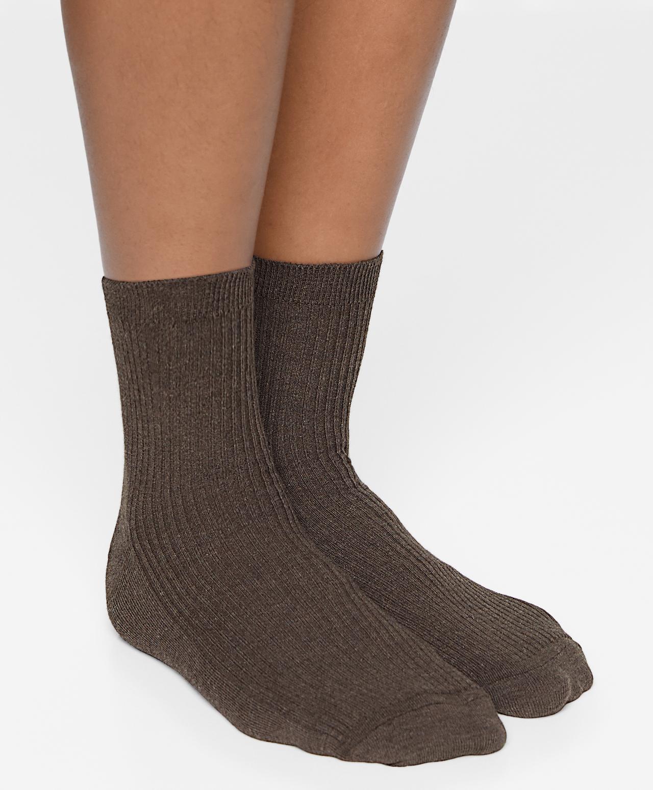 5 pairs of quarter cotton socks — SAND MELANGE