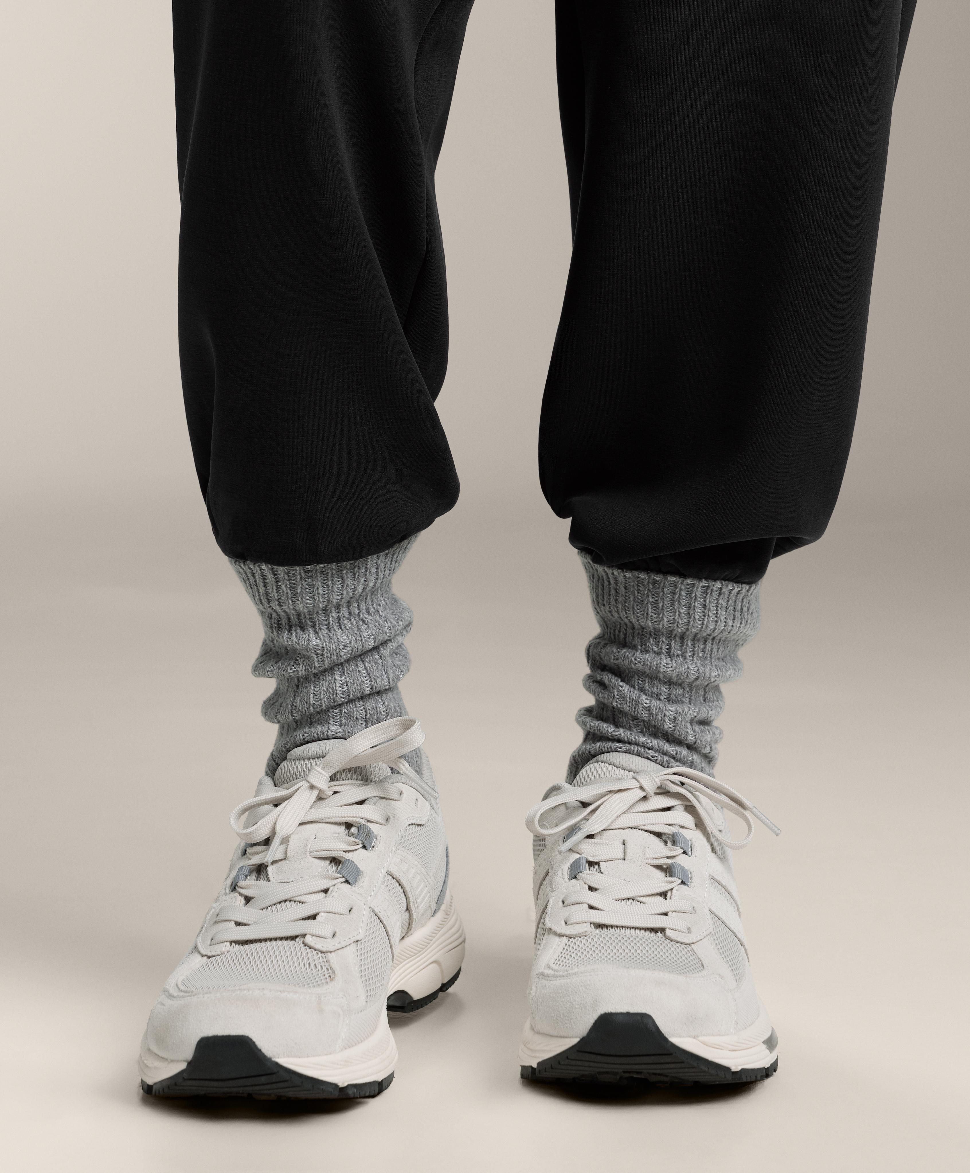 2 Pairs of Classic Ribbed Socks — PALE GREY MELANGE