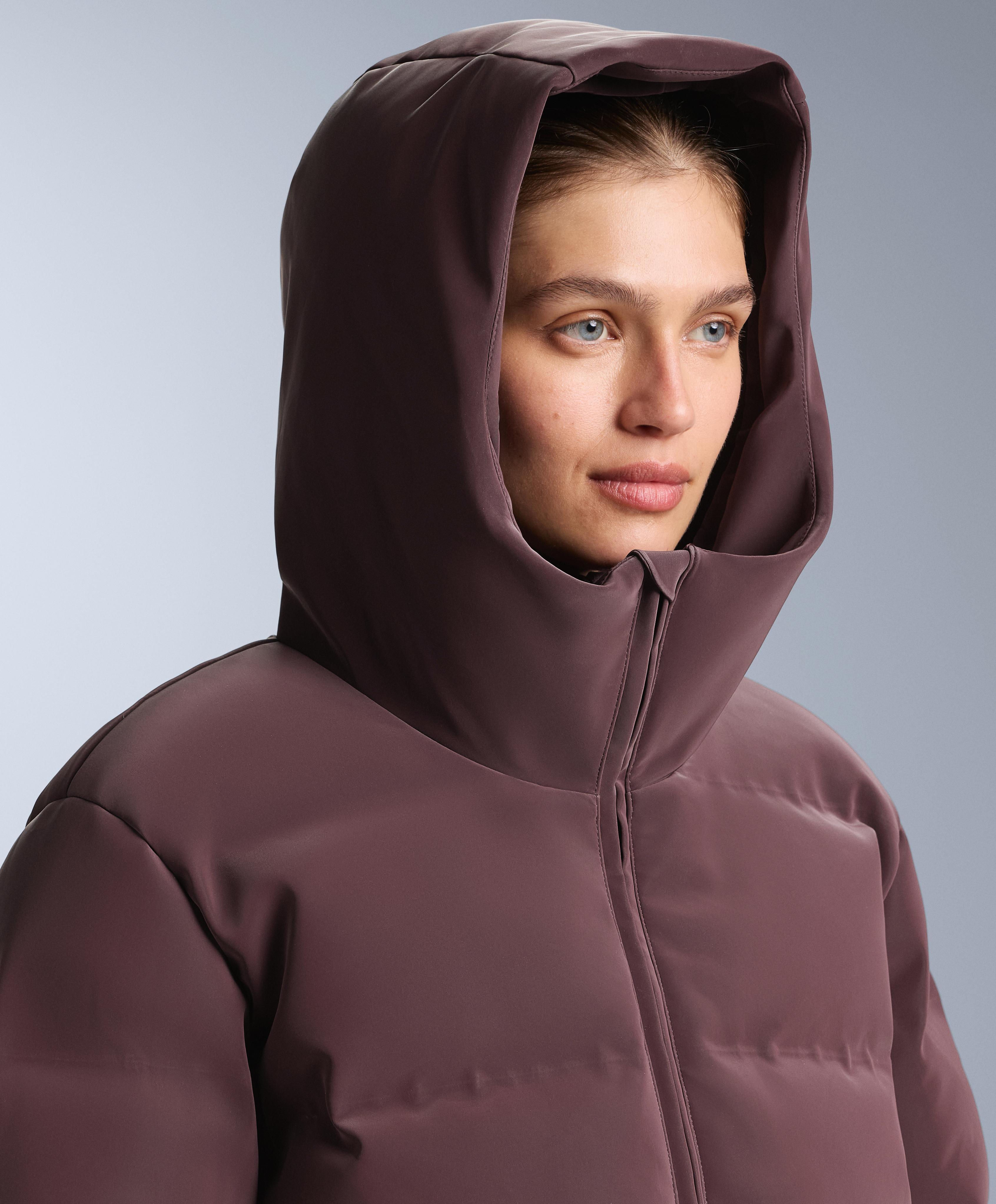 Satin padded jacket 80% down and 20% feather MINARDI PIUME SKI water-resistant — DARK WINE RED