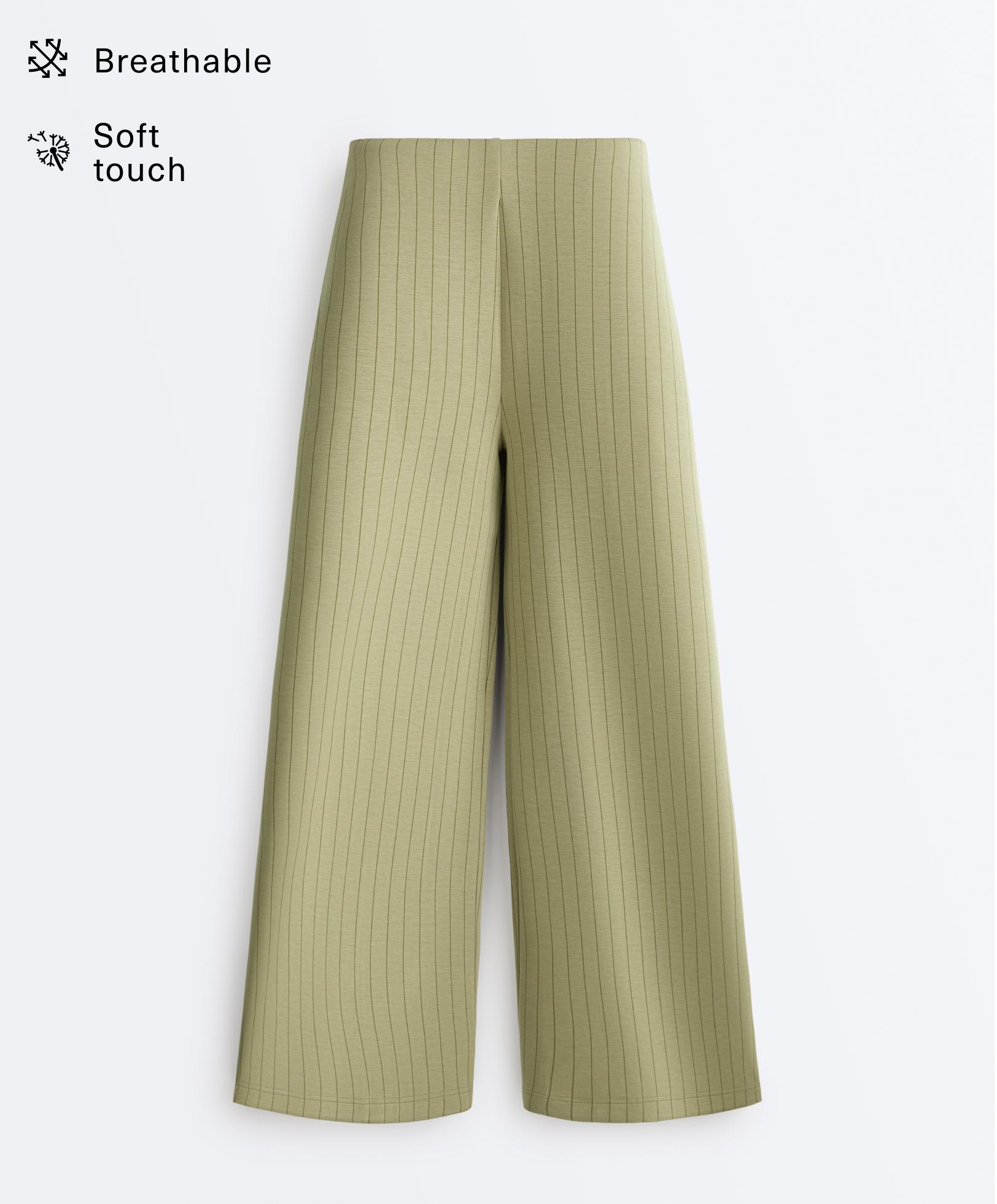 Pantalon large high rise à rayures tennis en modal doux au toucher