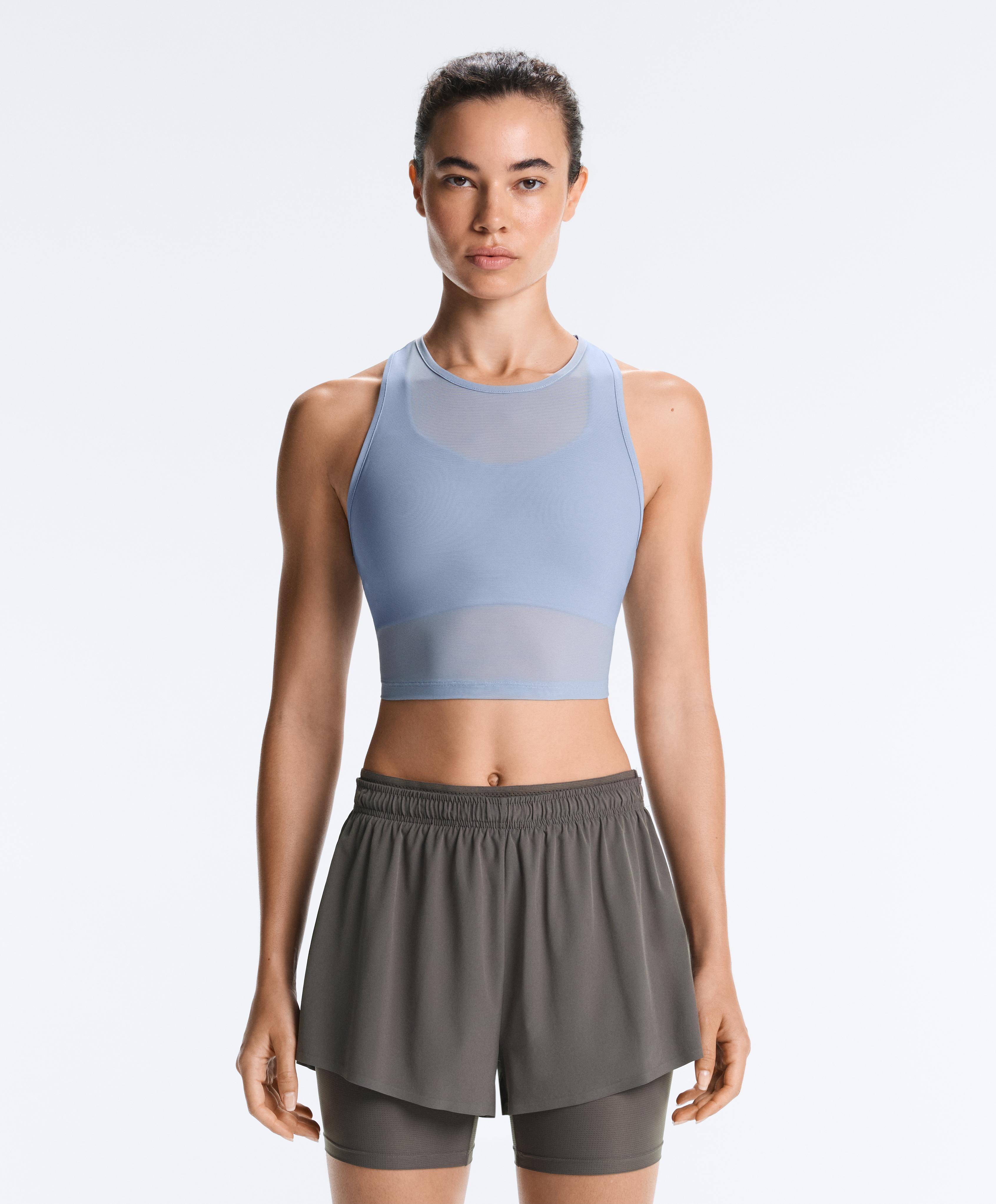 Sheer compressive tank top — MID GREY-BLUE