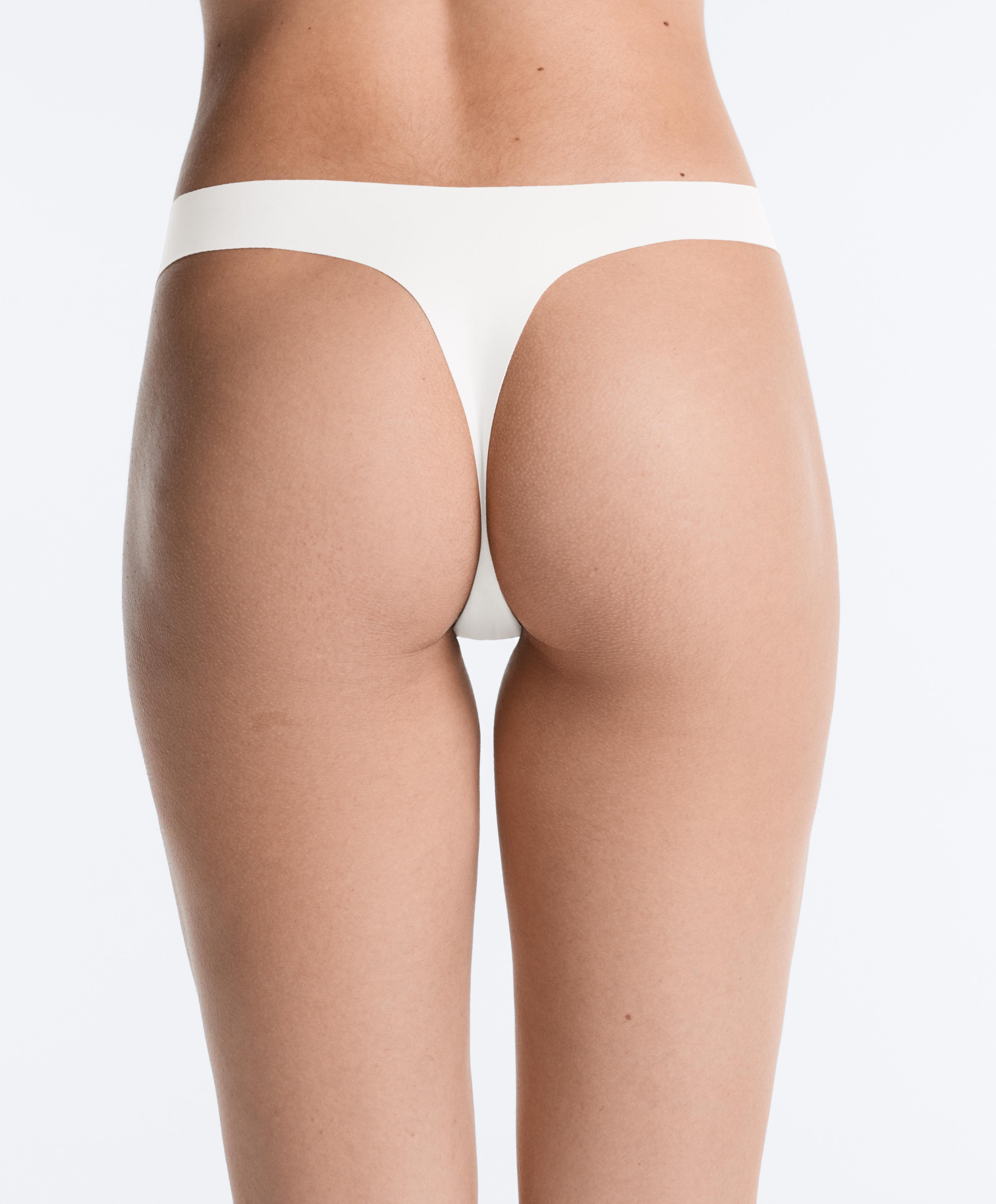 5 laser-cut invisible polyamide blend thongs — MID-YELLOW