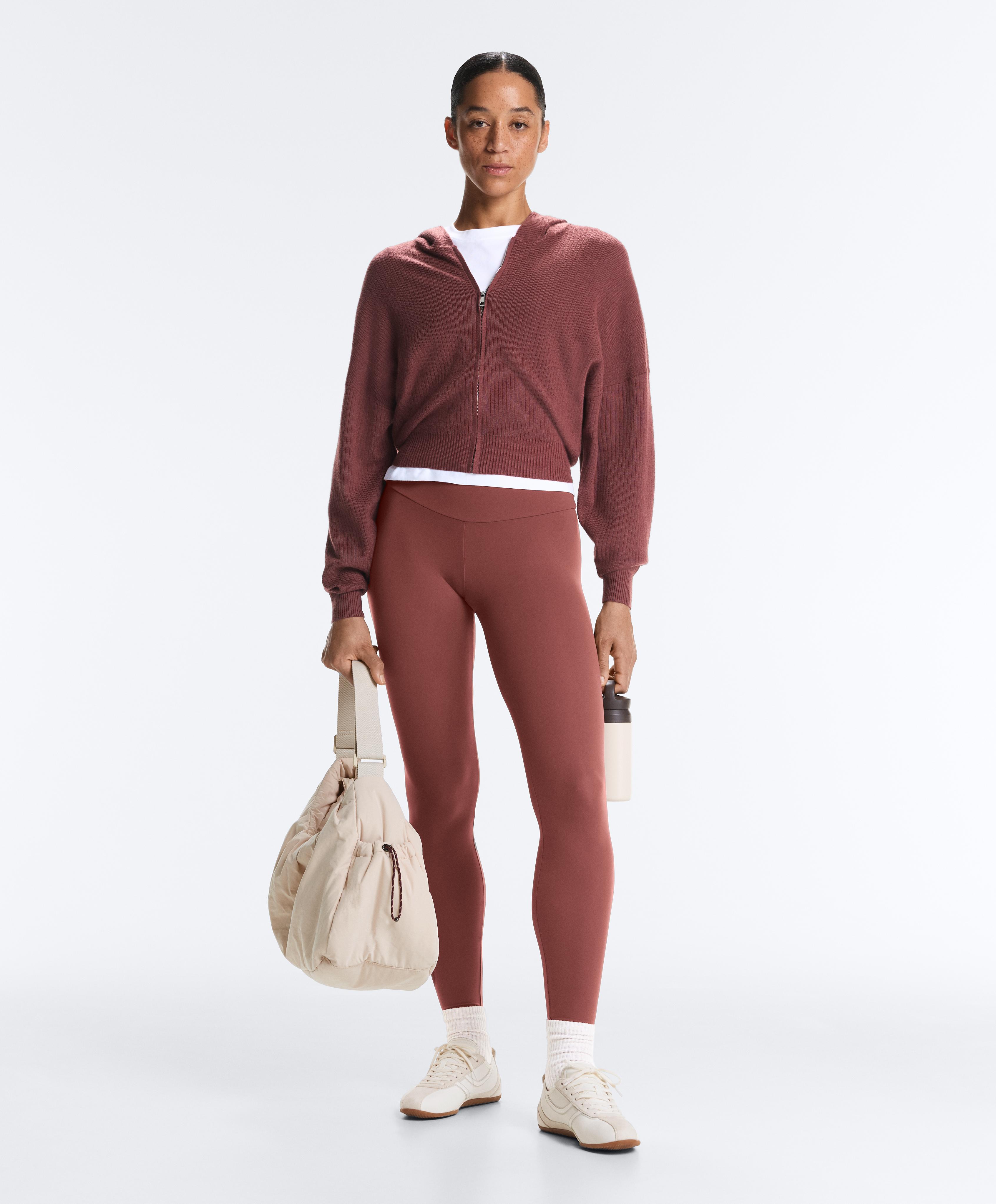 Rib-knit hooded jacket