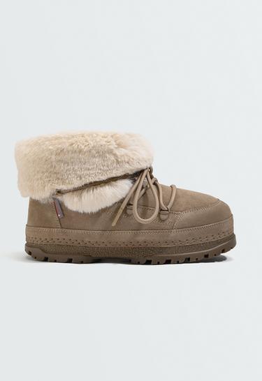 Technical suede lace-up boot — MINK 1