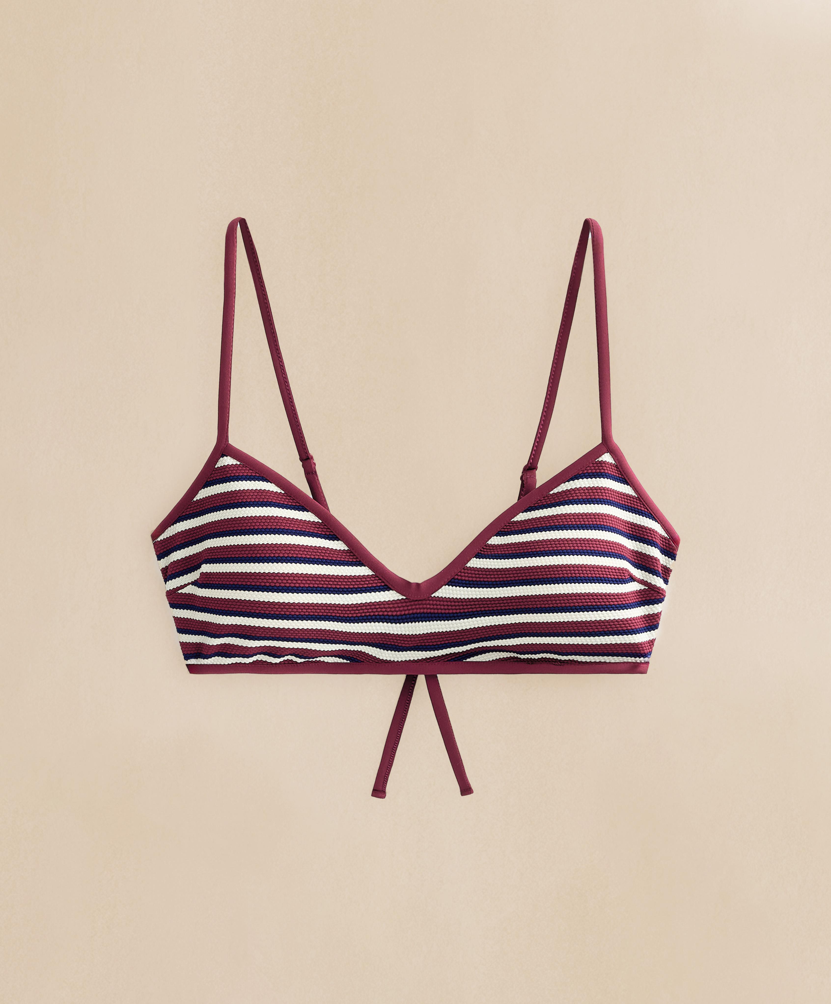 Textured stripe triangle bikini top — PALE PLUM