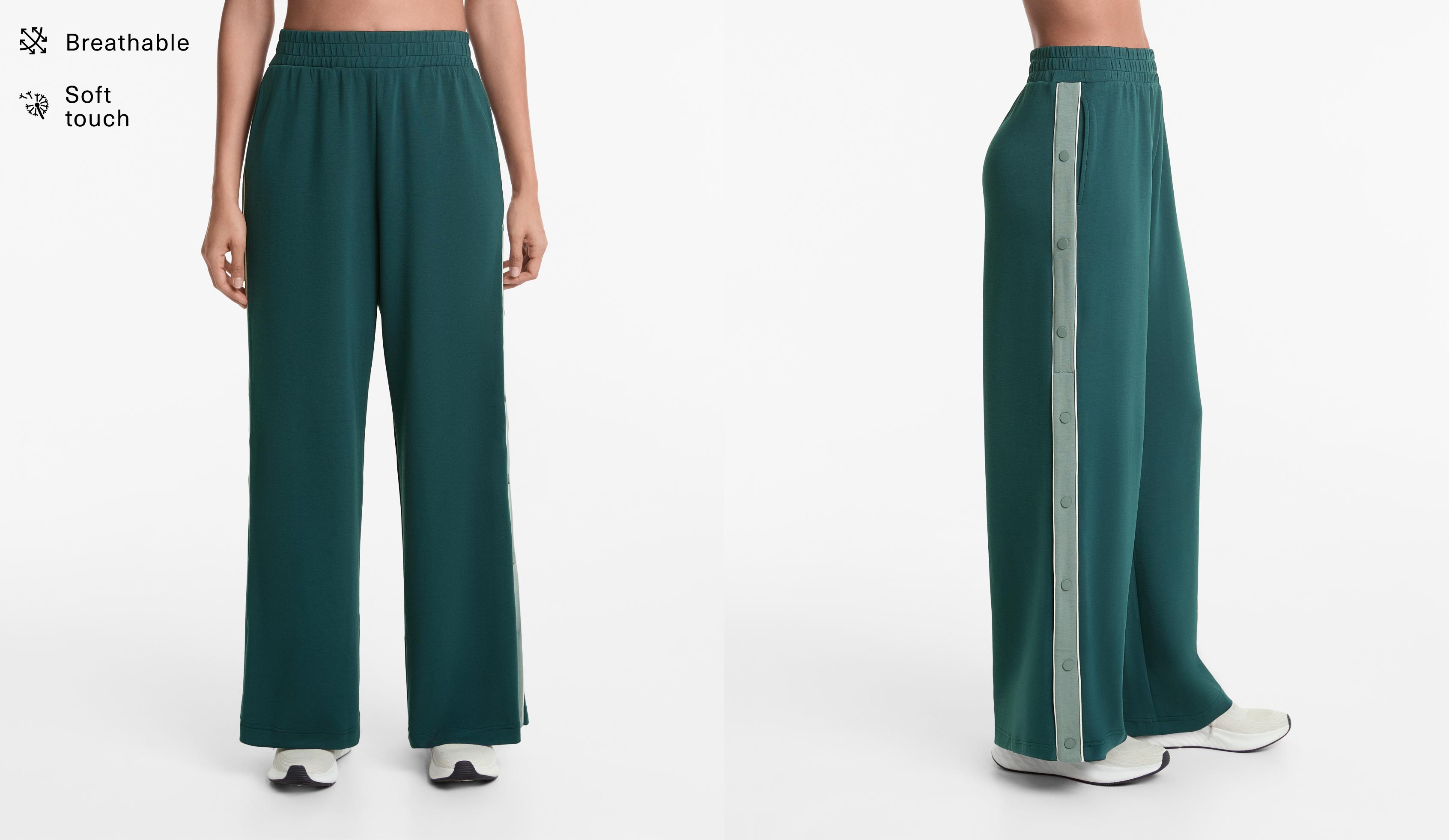 Pantalon large piping avec modal au toucher doux à boutons