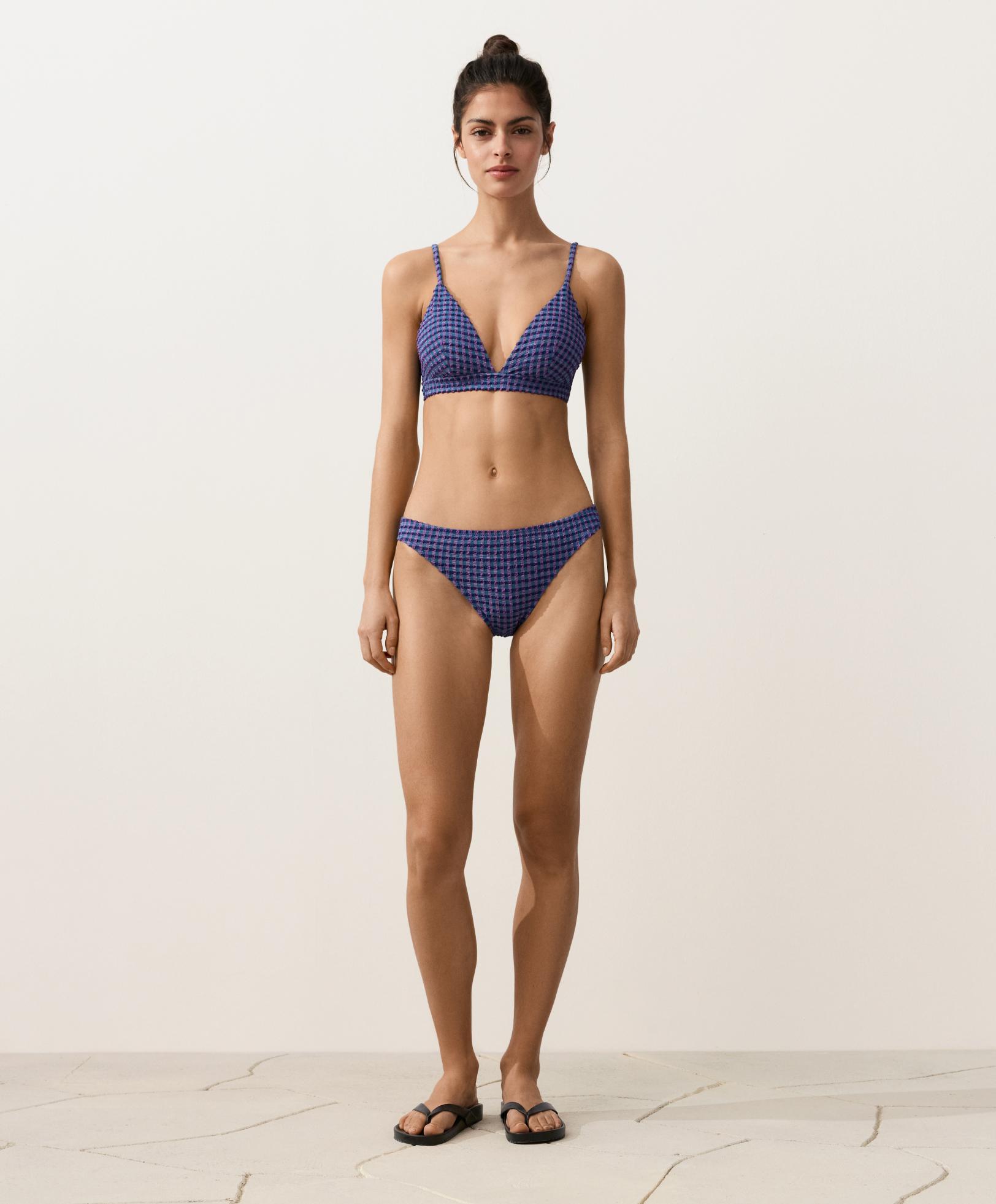 Gingham classic bikini briefs — NAVY BLUE