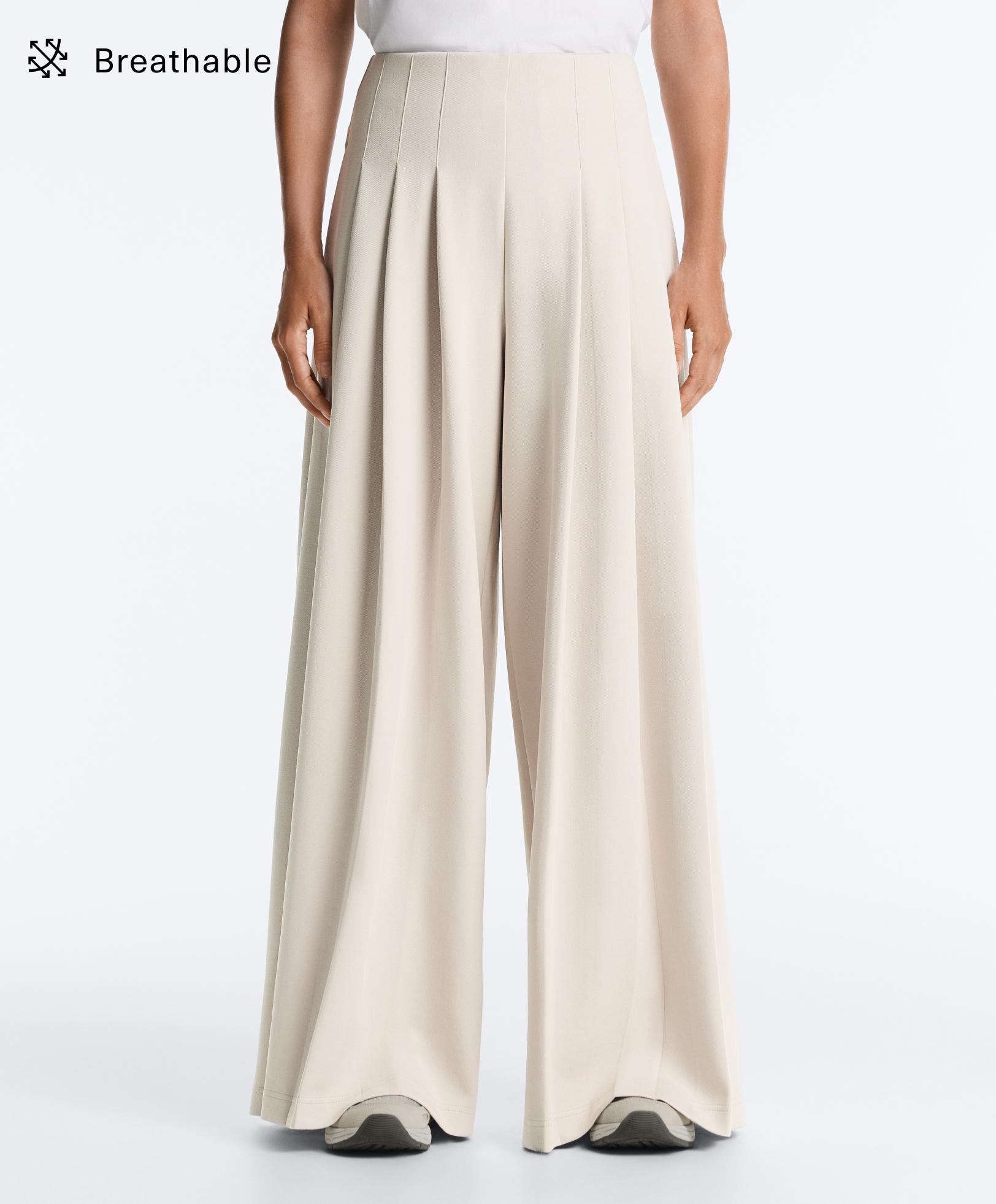 Piquébukser, wide leg, med læg og bomuld Piquébukser, wide leg, med læg og bomuld