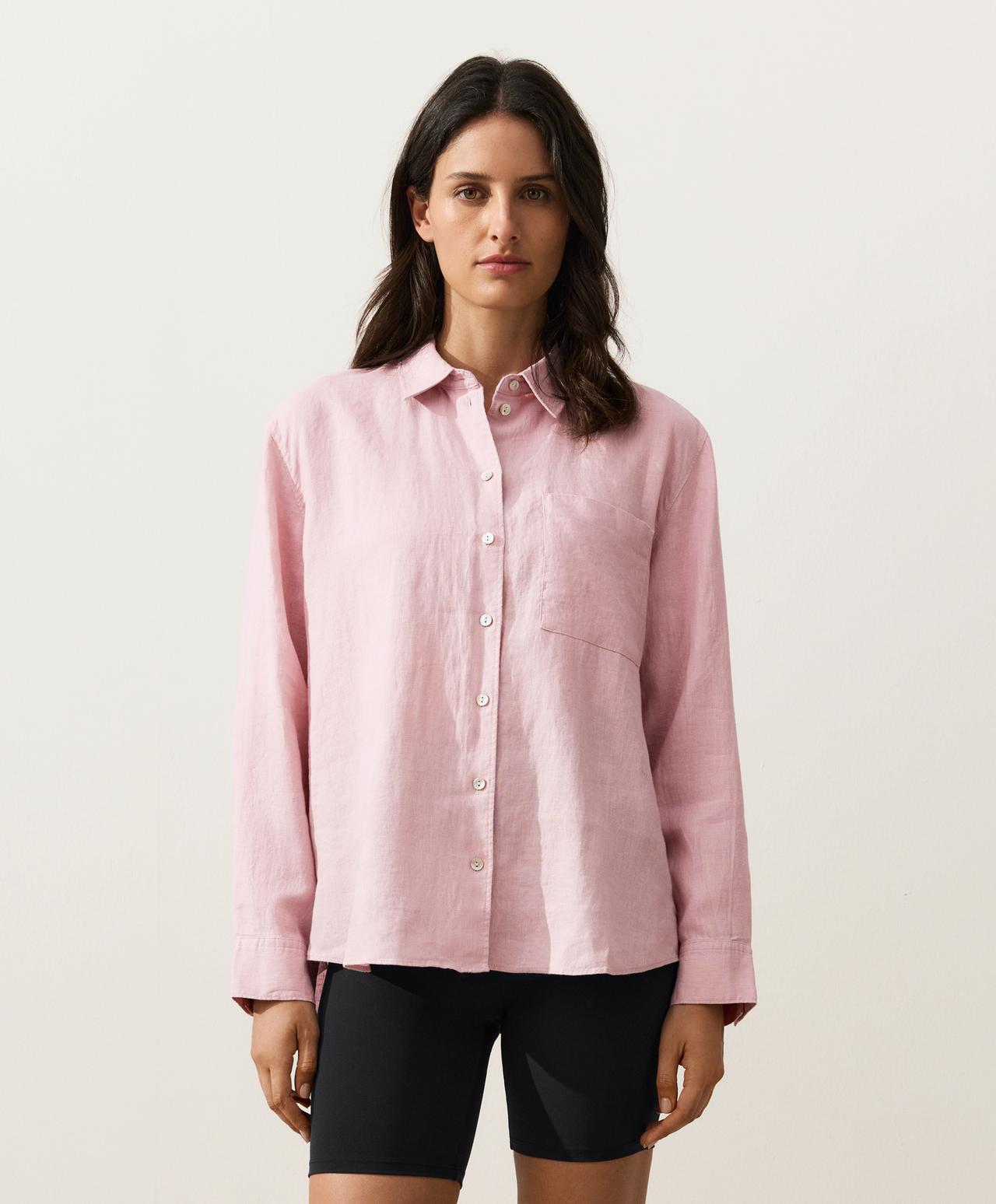 100% linen relaxed shirt — DUSTY PINK