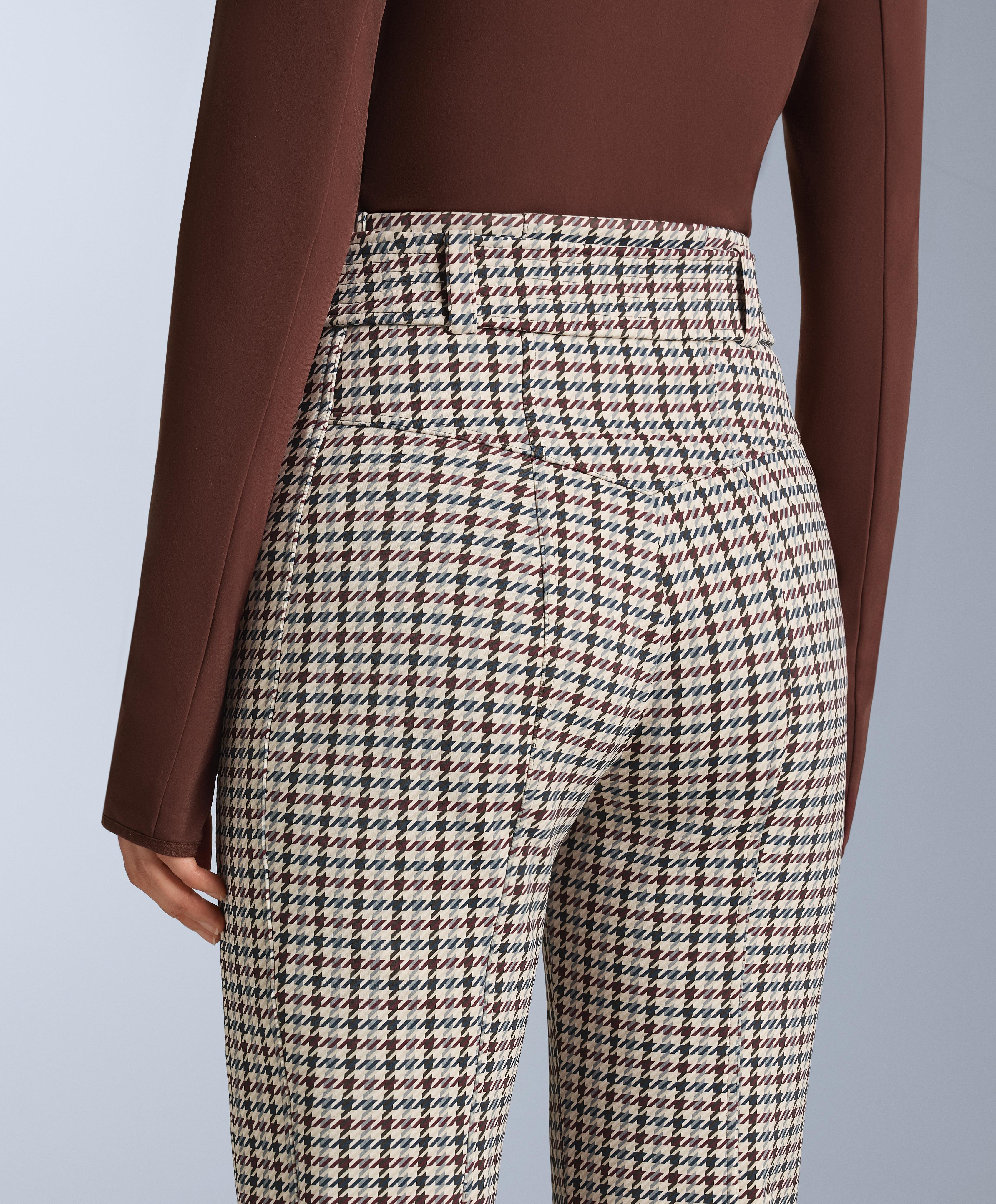 Water-resistant printed high-rise flare stretch SKI trousers — PALE MINK
