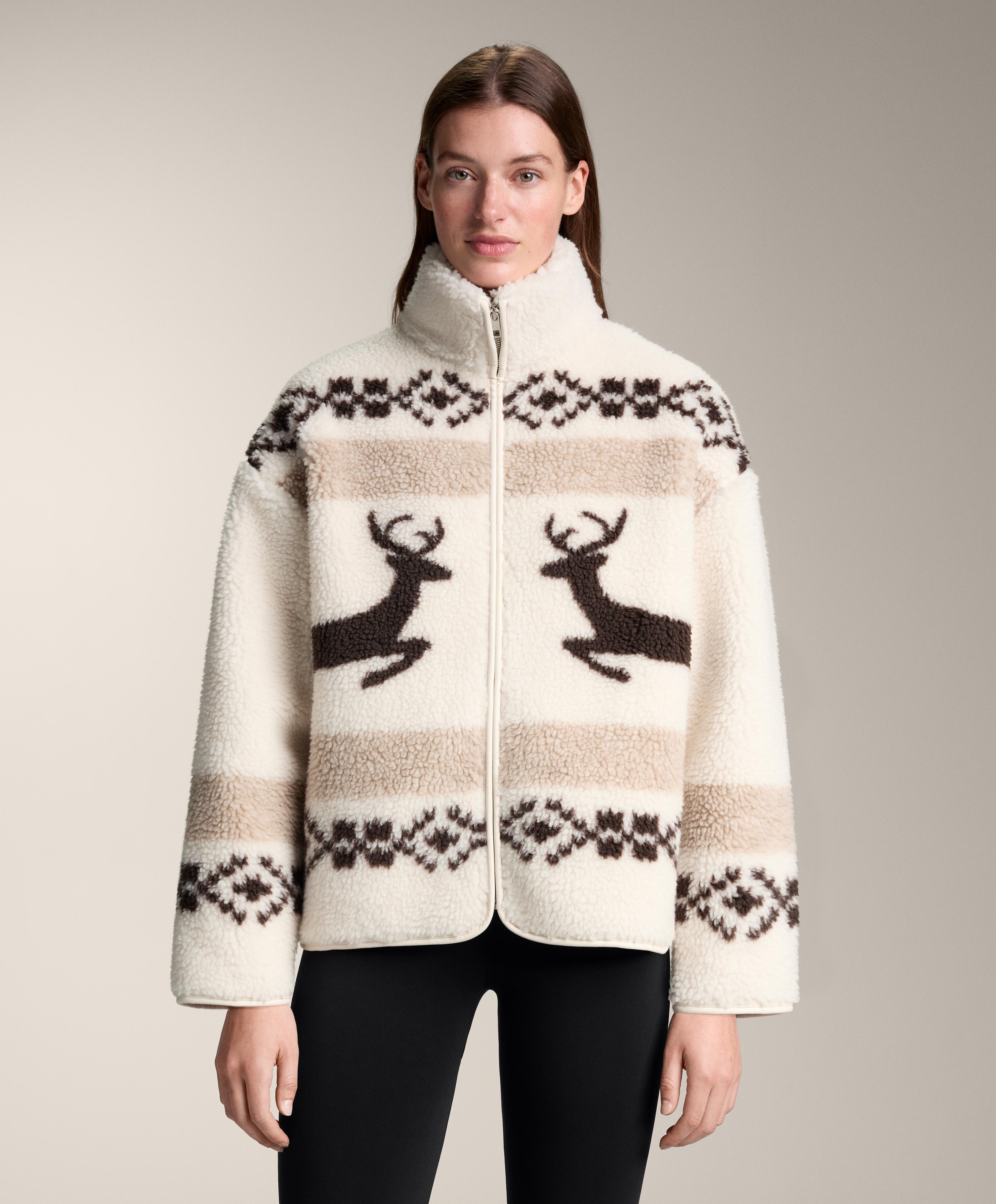 Veste effet mouton cerfs à col montant