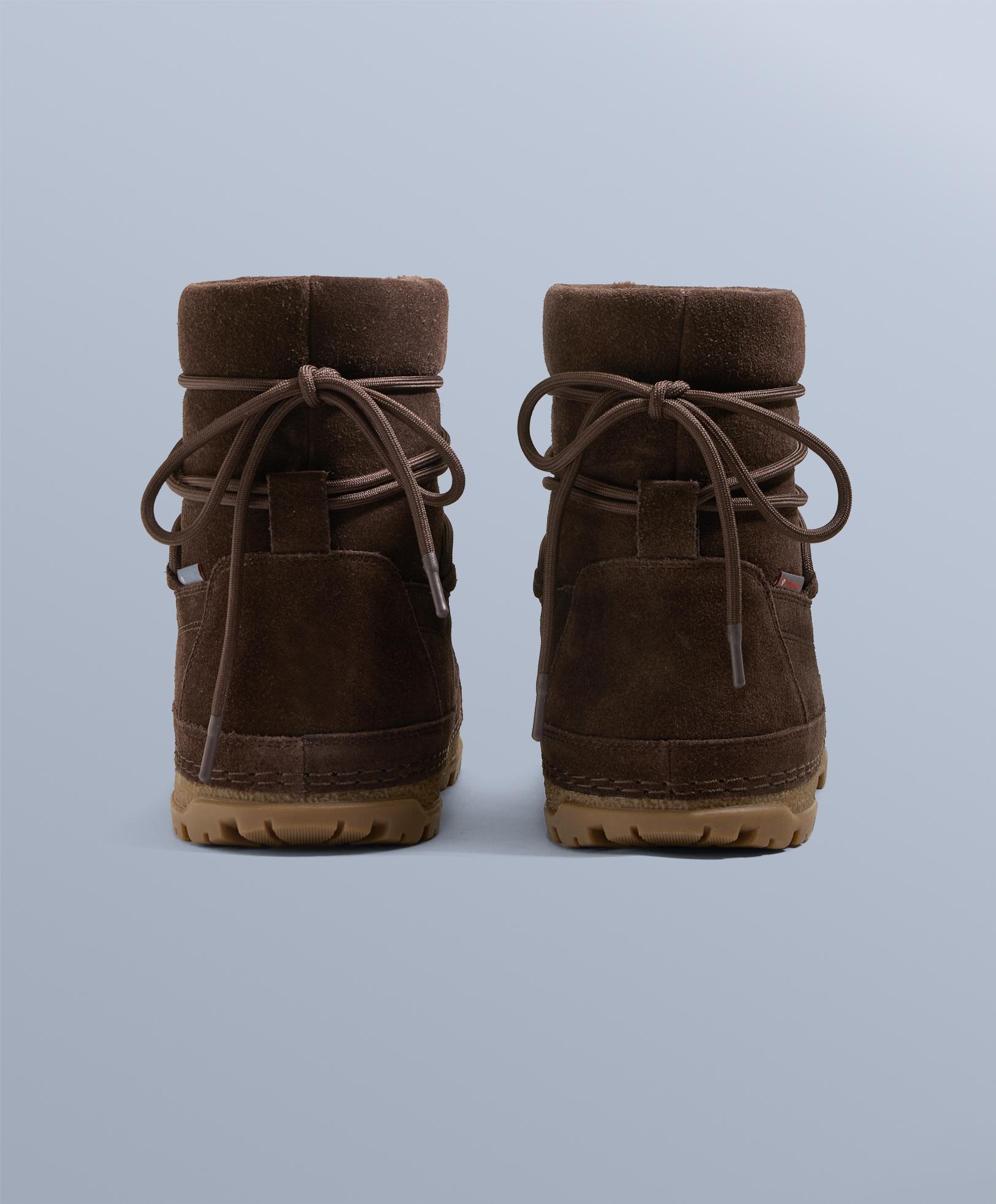 Lace-up technical split leather boots — BROWN