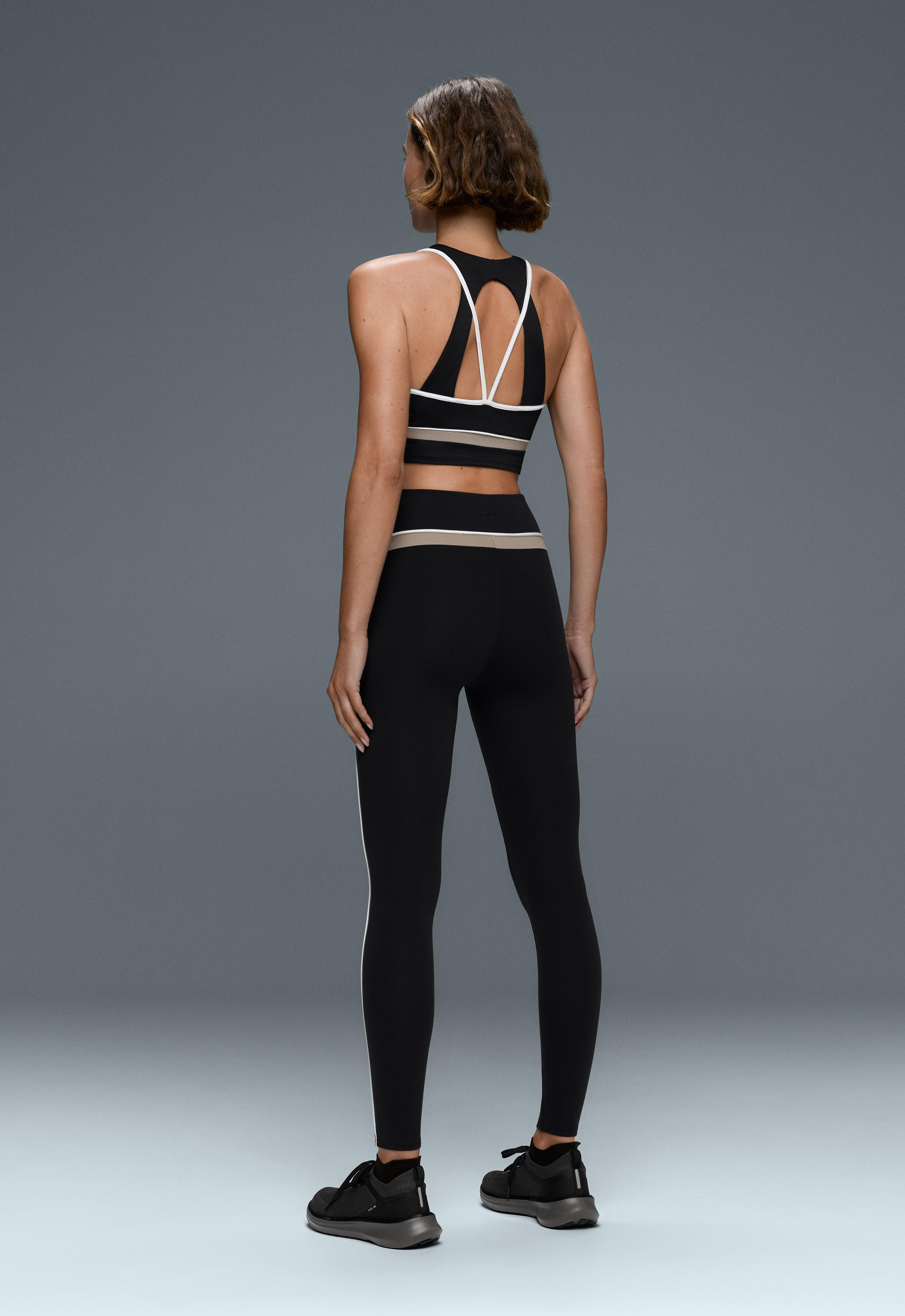 Comfortlux colour block piping tank top — BLACK