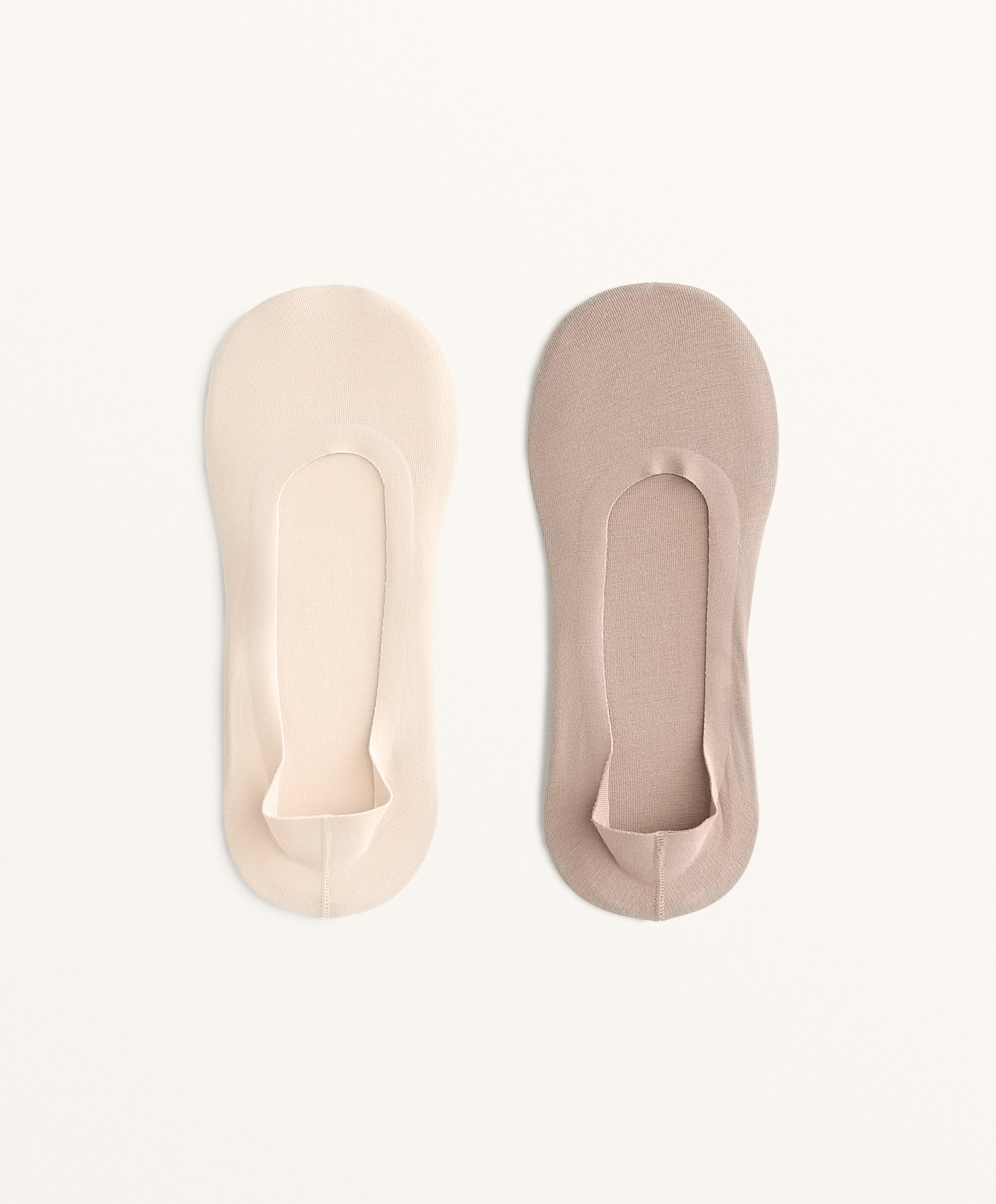 2 pairs of medium-cut cotton blend invisible socks 2 pairs of medium-cut cotton blend invisible socks