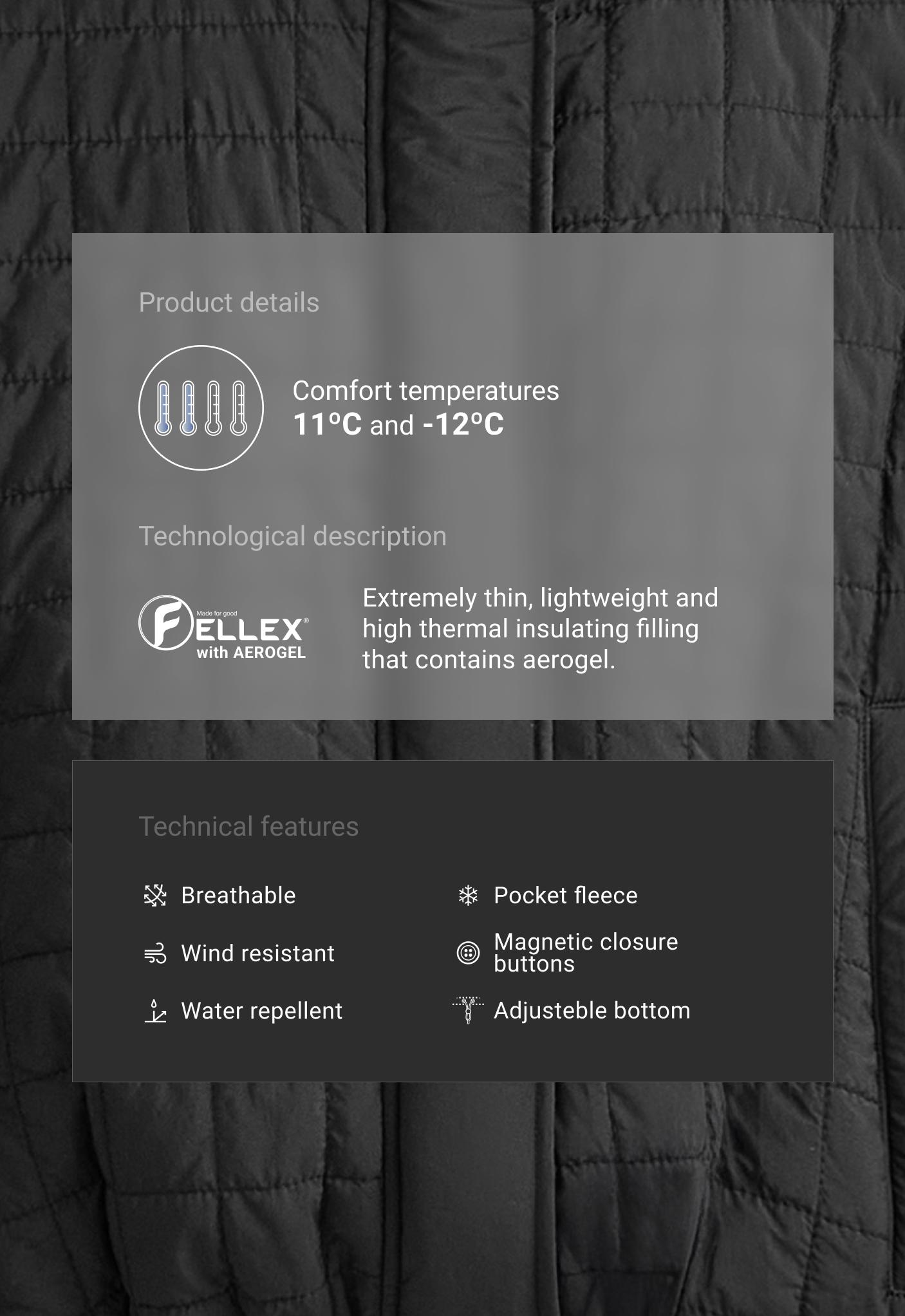 Kort gewatteerd jasje met FELLEX® AEROGEL