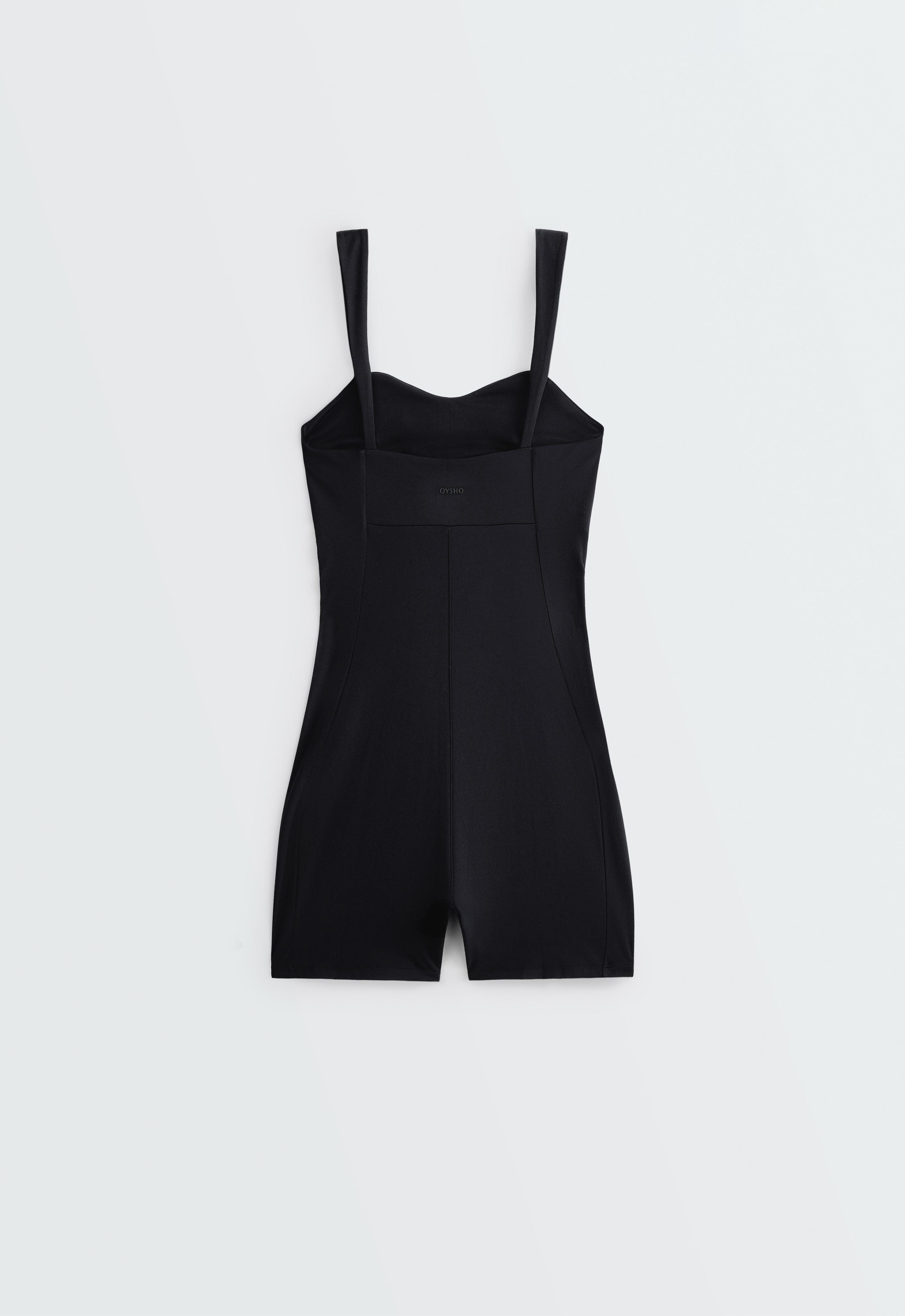 Comfortlux sweetheart neckline short jumpsuit — BLACK