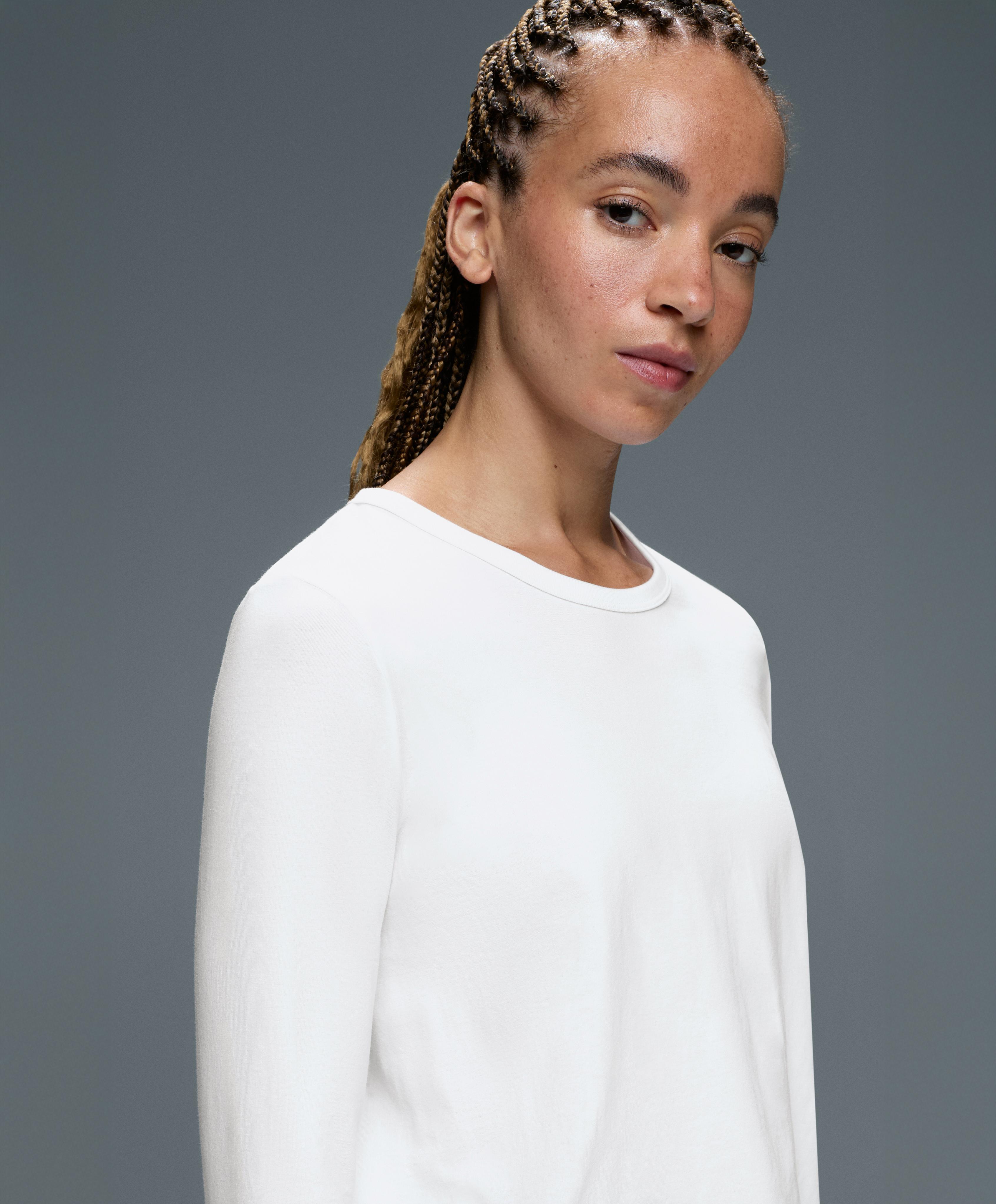 Cotton blend long-sleeved T-shirt — WHITE 