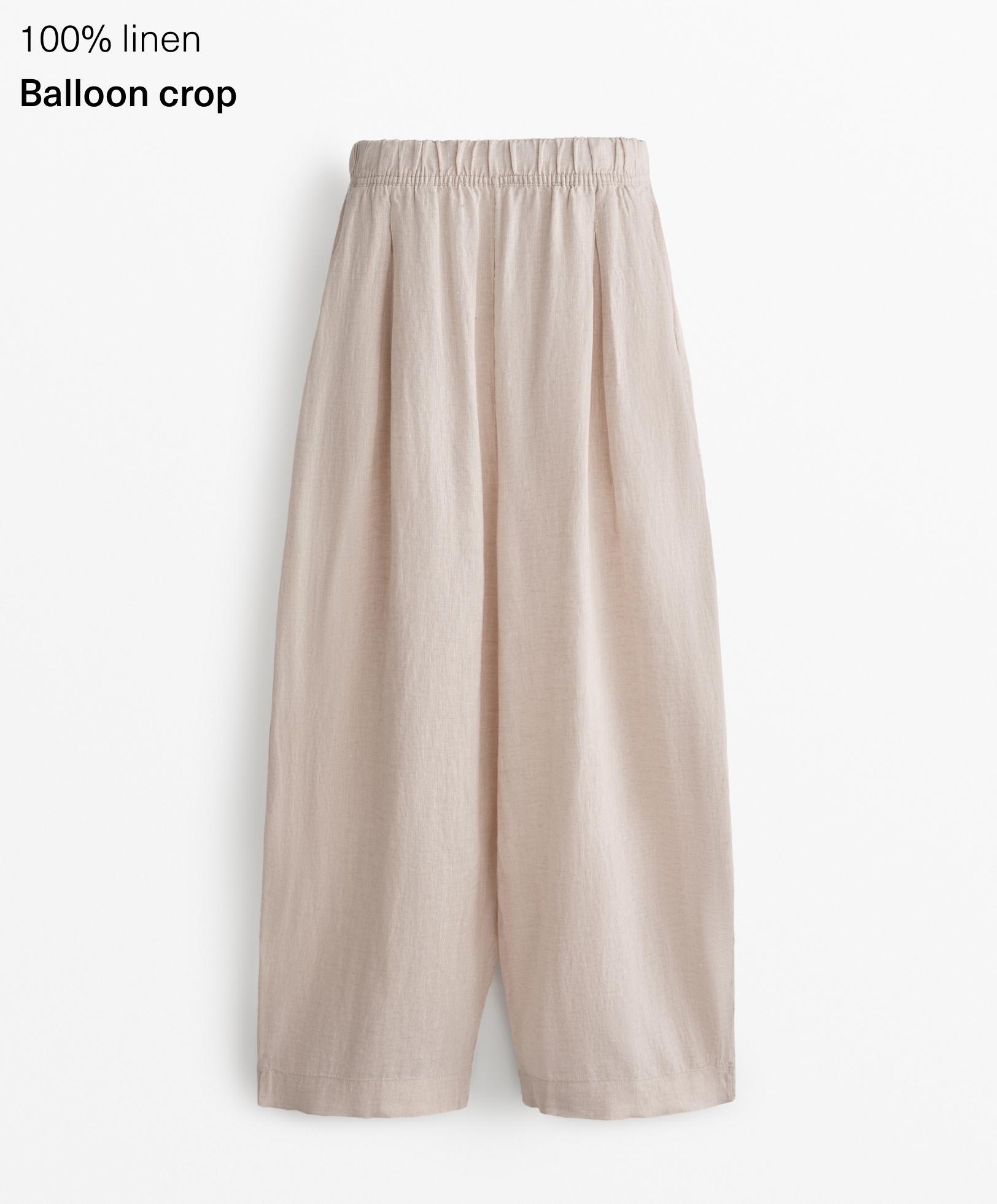 100% linen crop balloon trousers
