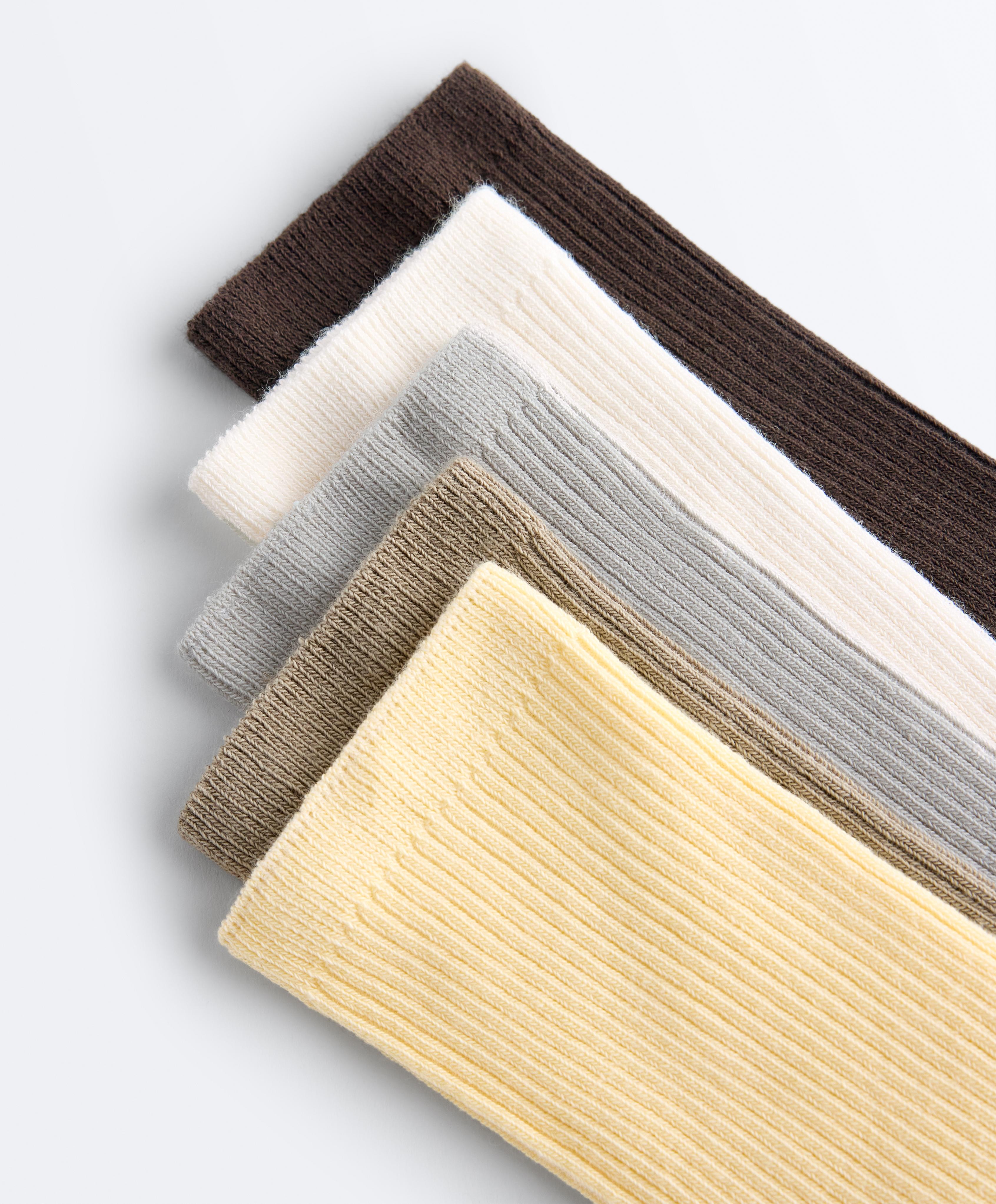 5 pairs of cotton blend classic socks — PALE YELLOW