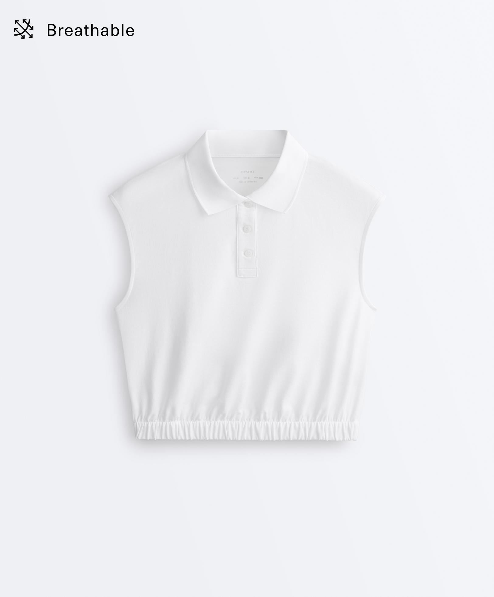 Sleeveless piqué cotton polo shirt — WHITE