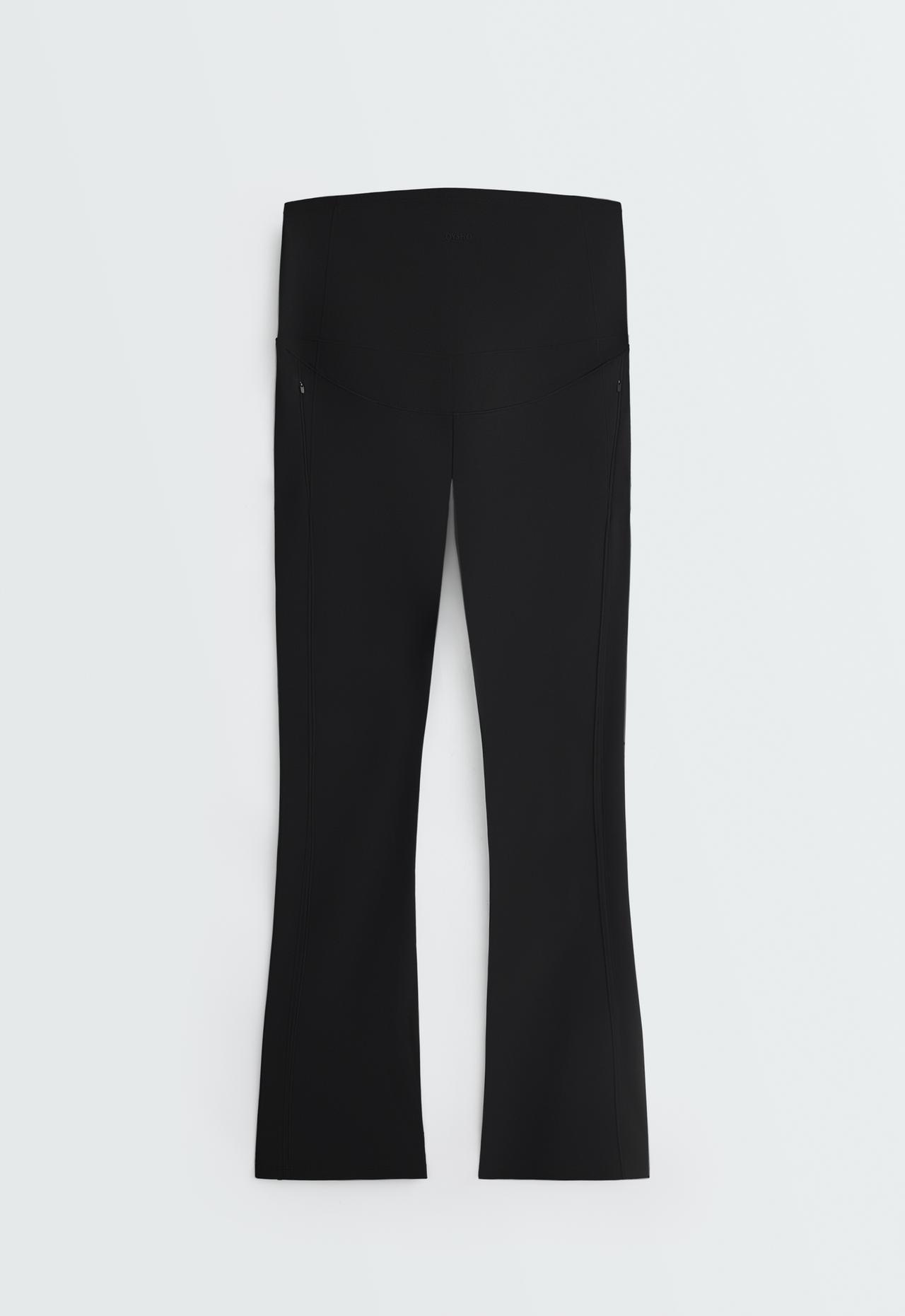 Warm maternity Flare trousers with zips — BLACK