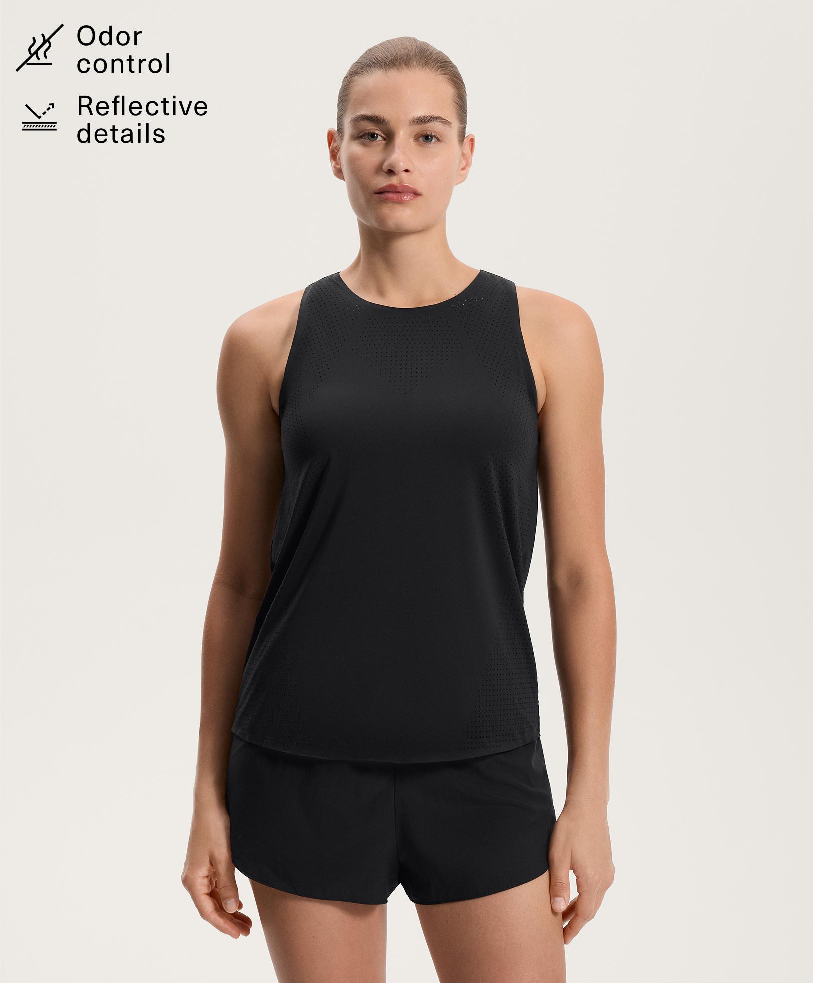 Microperforated technical sleeveless T-shirt