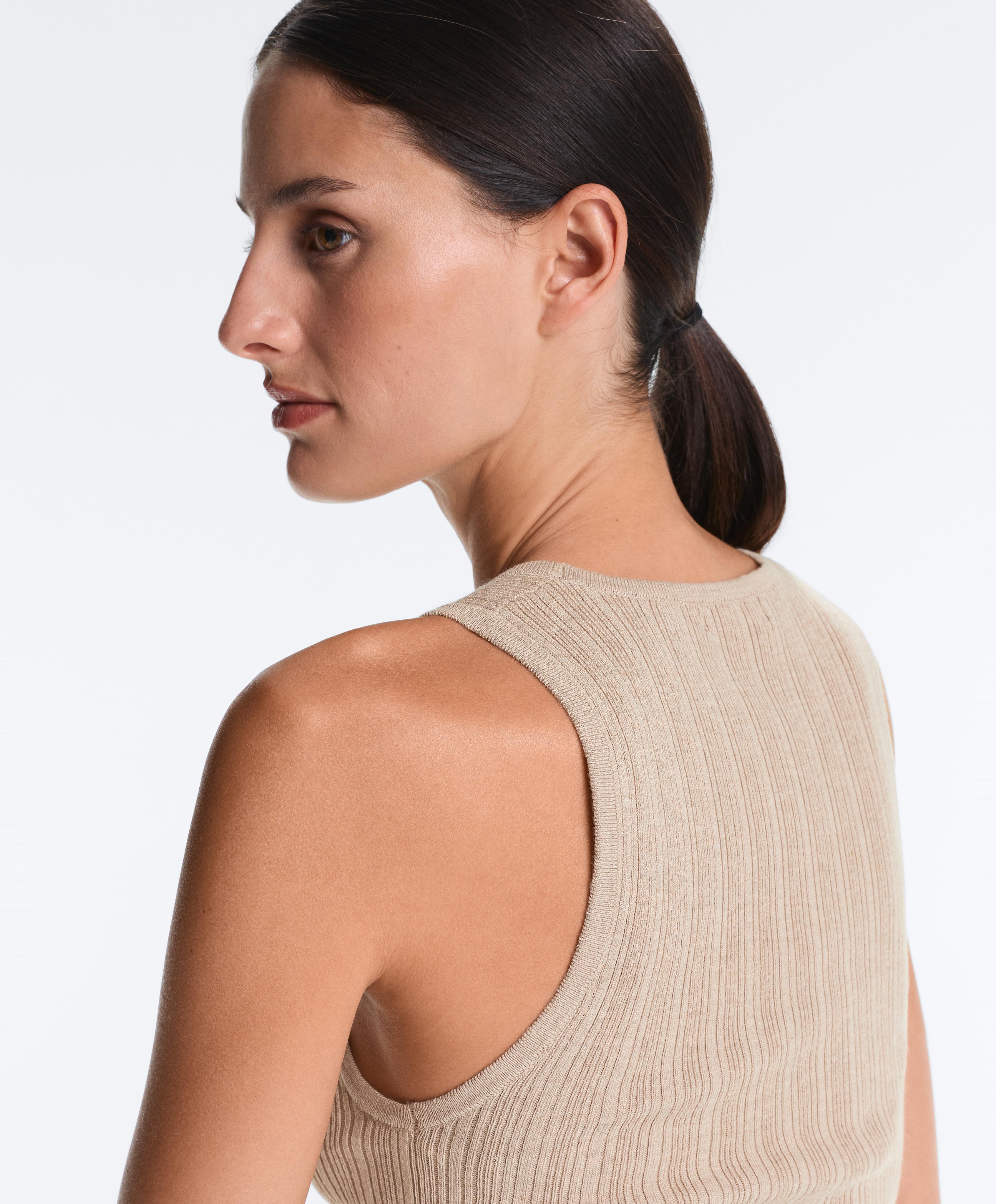 Fitted ribbed knit top — SANDY