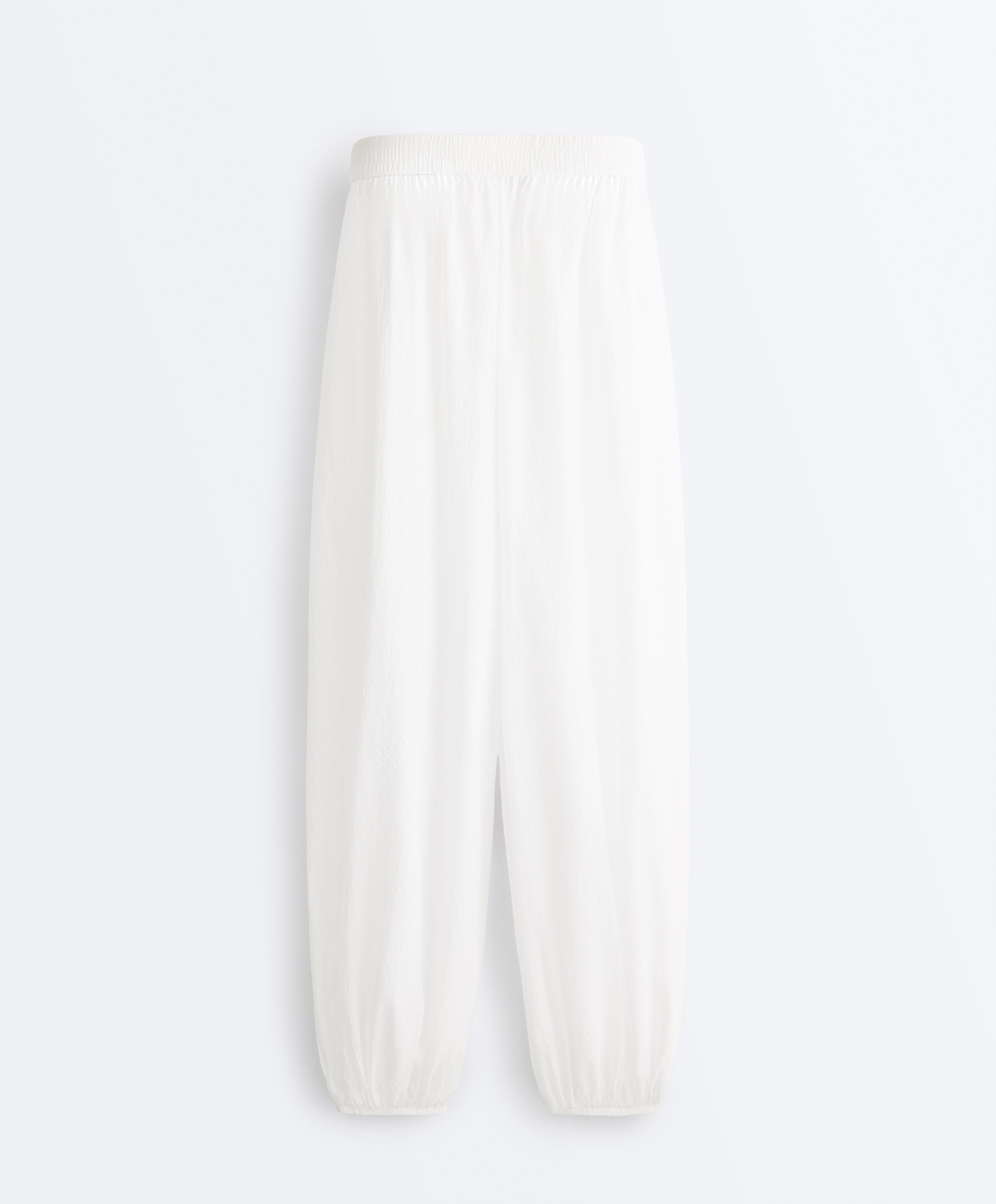 Checked technical bloomer trousers — WHITE