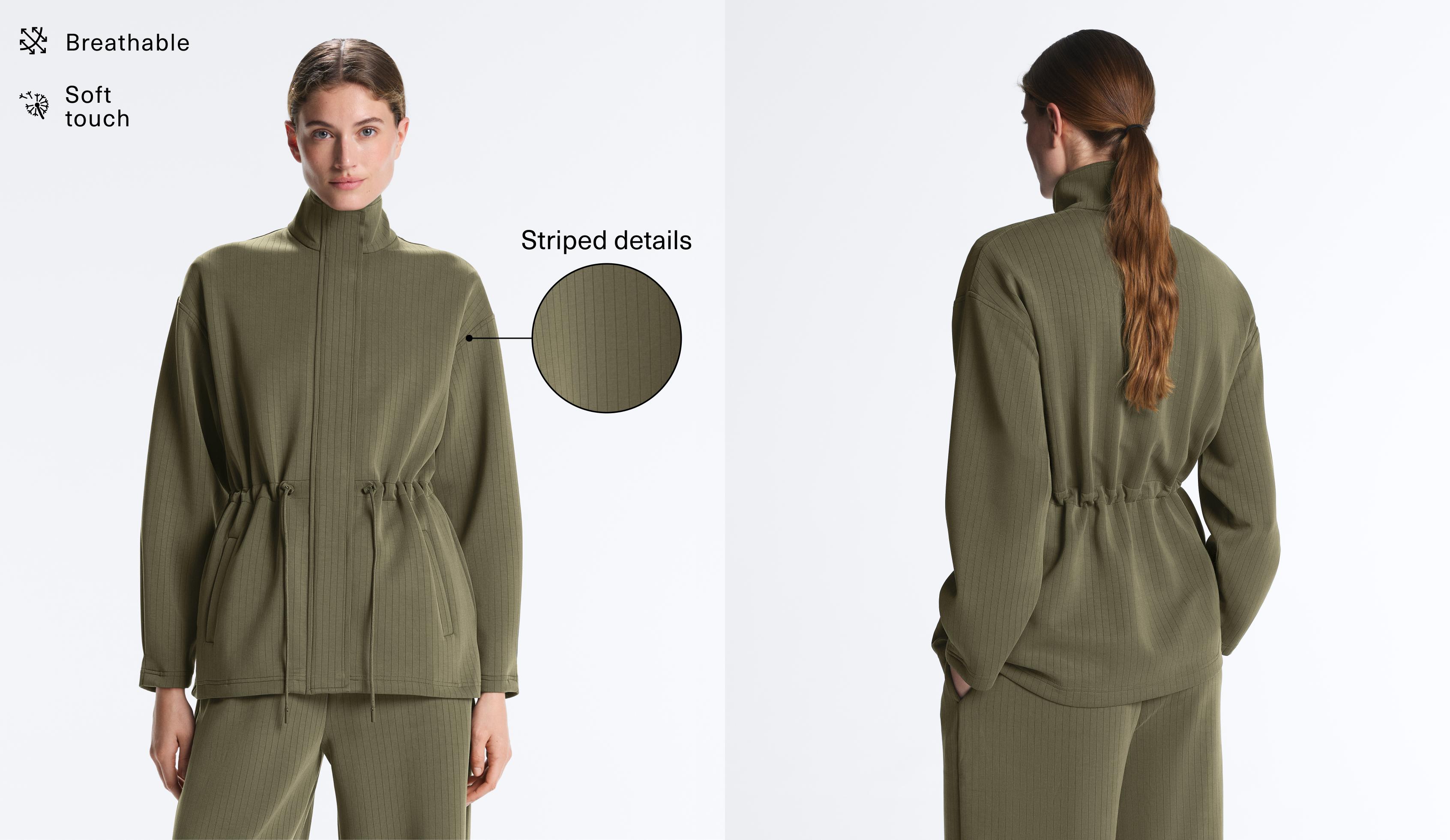 Long Utility jacket with soft-touch modal — KHAKI