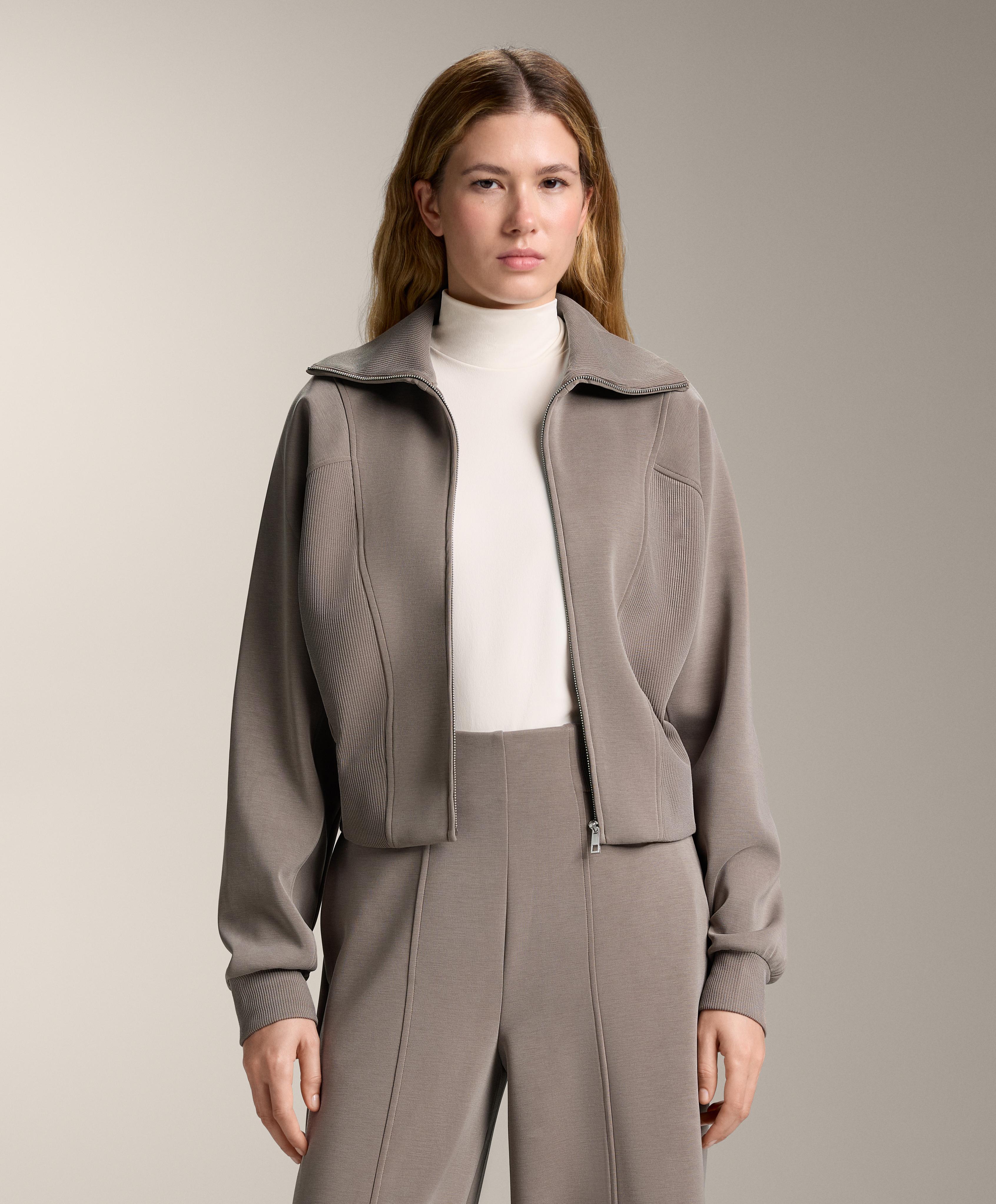 Chaqueta cuello subido detalles rib con modal brushed - Rebajas