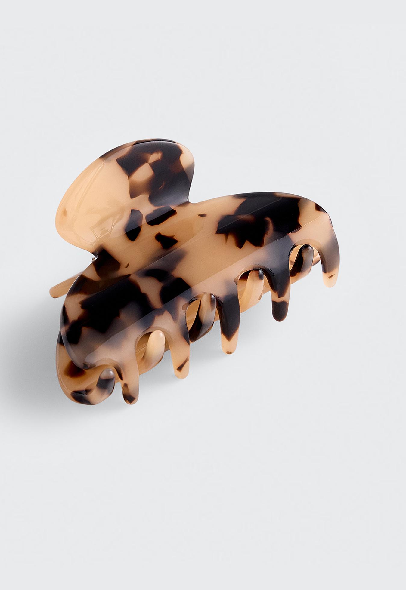Medium tortoiseshell-effect hair clip — BLACK