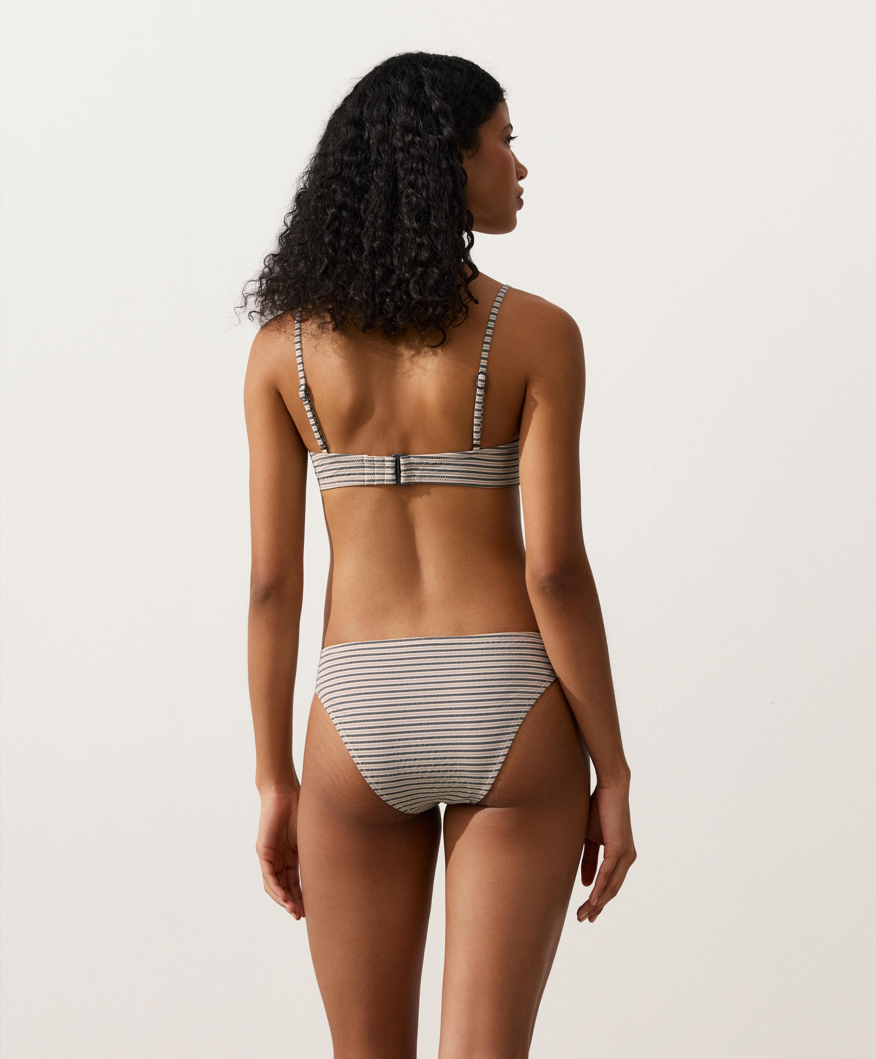 Striped classic bikini briefs — SAND